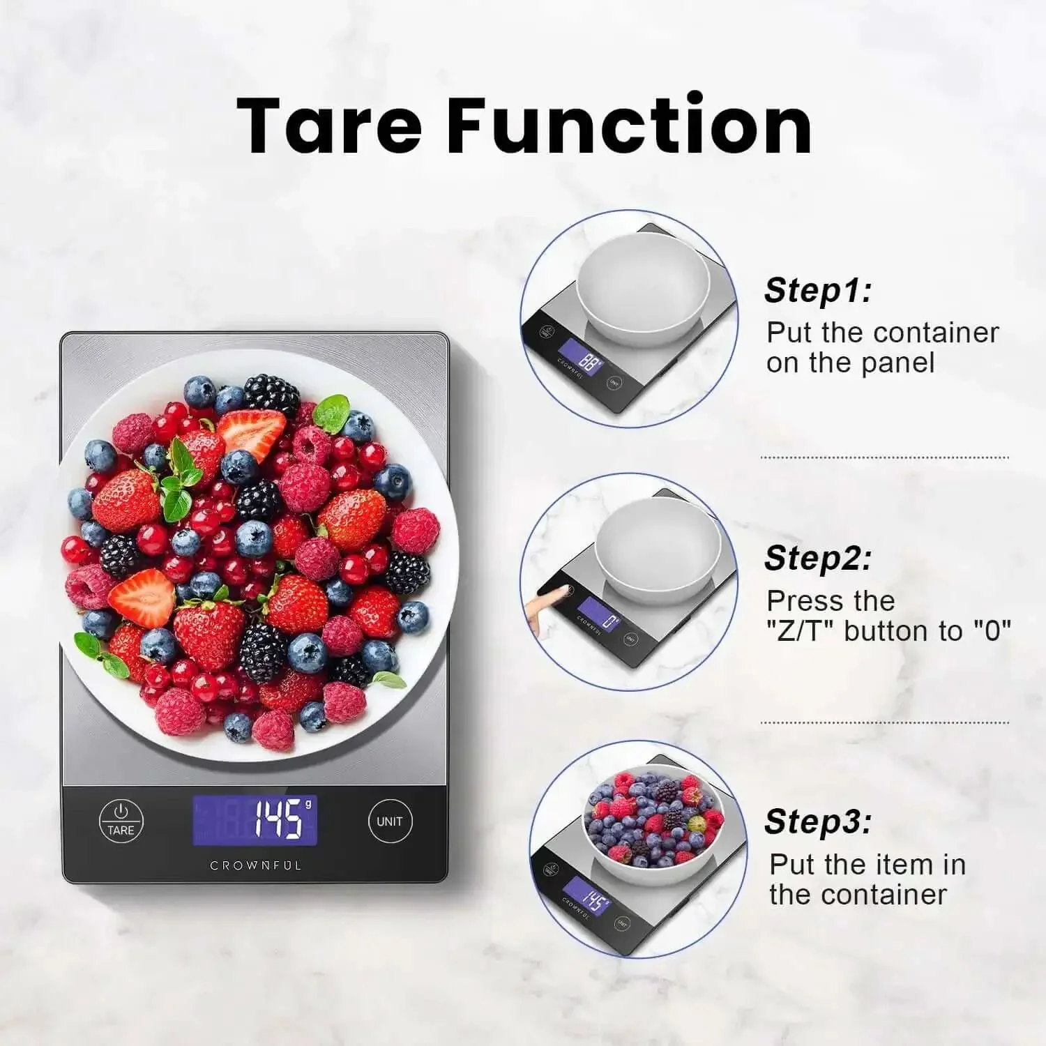 Digital Kitchen Scale 33lb Capacity, Rechargeable 304 Stainless Steel Food Scale With Type C Charging, Big LCD Display, Measures Grams And Ounces For Precise Meal Prep, Baking And Cooking Like A Pro - Image 2