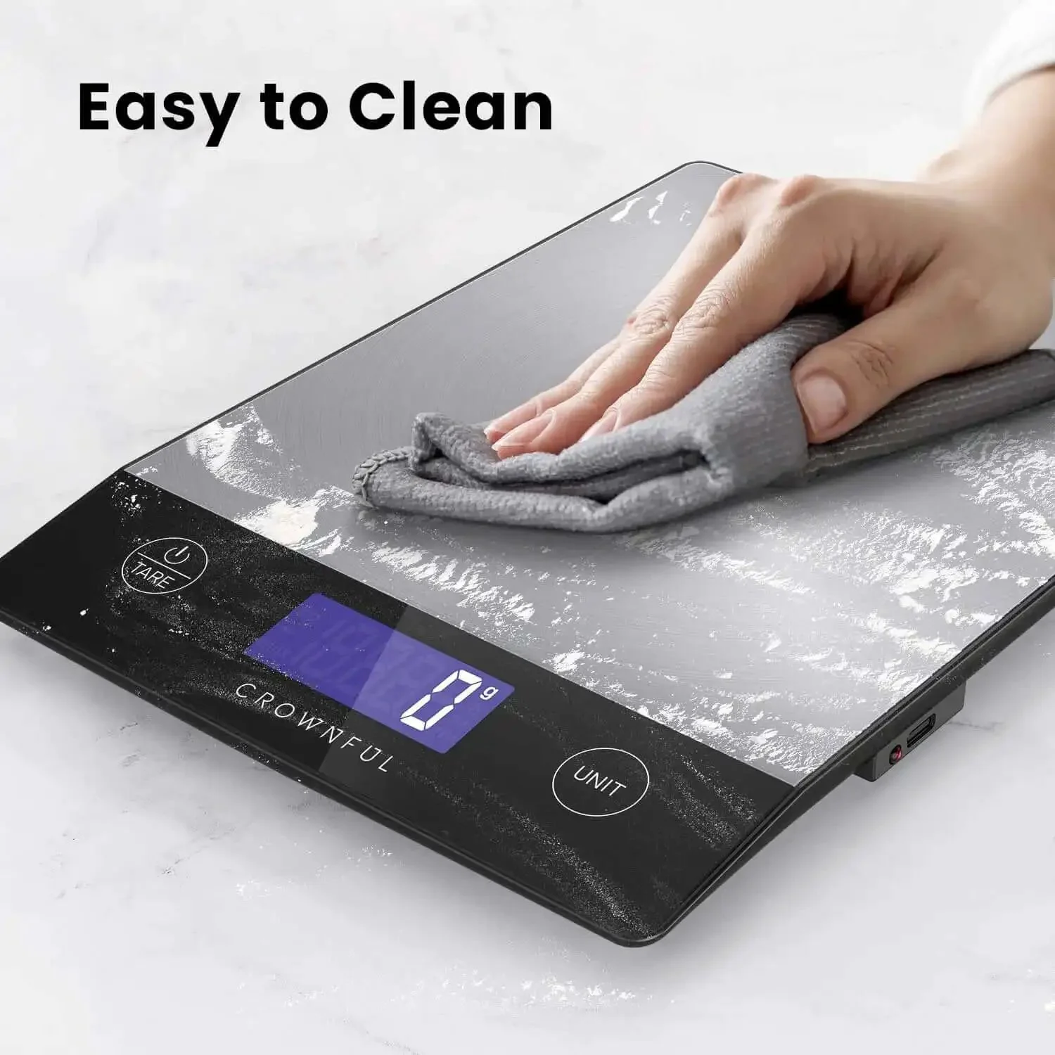 Digital Kitchen Scale 33lb Capacity, Rechargeable 304 Stainless Steel Food Scale With Type C Charging, Big LCD Display, Measures Grams And Ounces For Precise Meal Prep, Baking And Cooking Like A Pro - Image 3