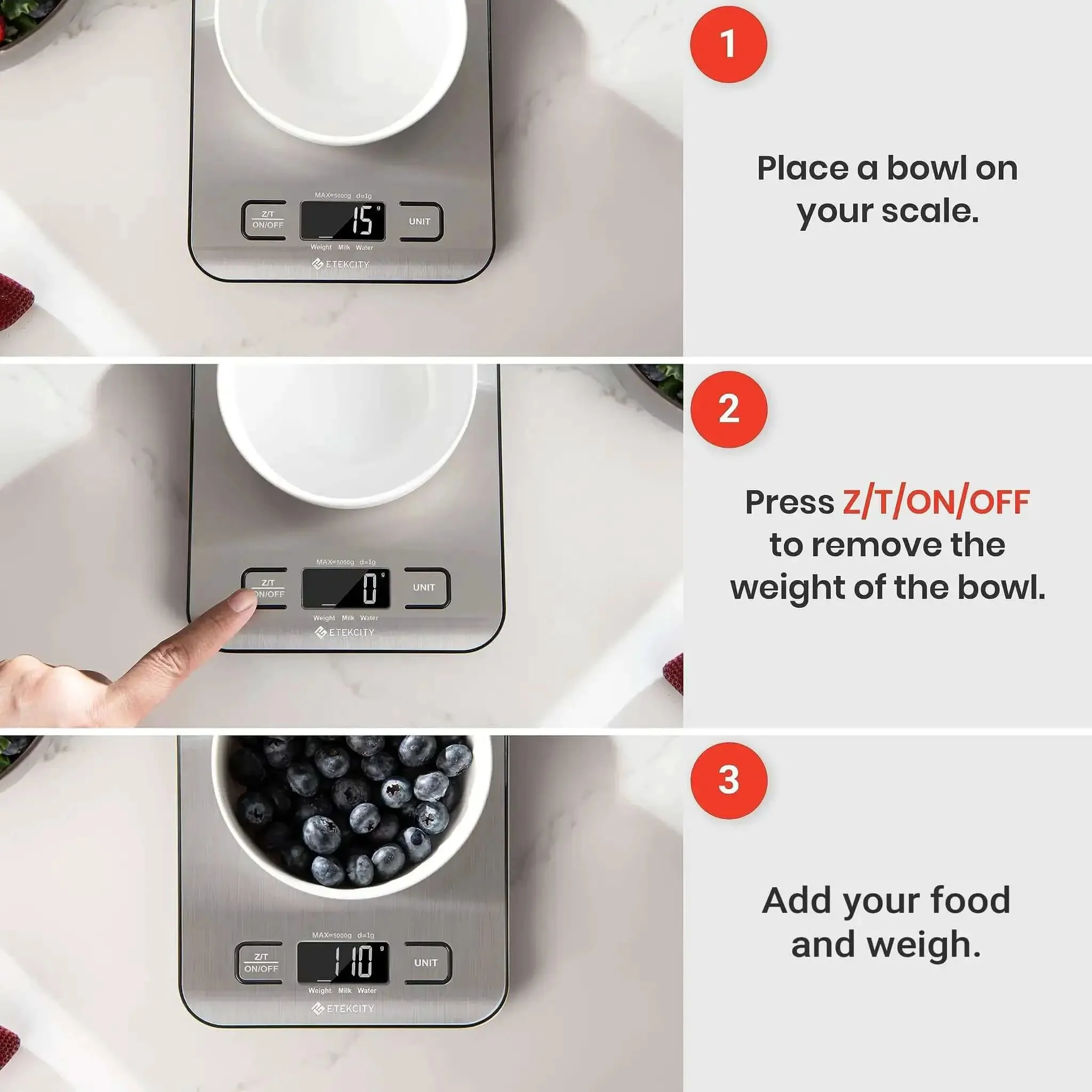 Digital Kitchen Scale With Grams And Ounces For Weight Loss, Baking And Meal Prep, Stainless Steel Compact Design, LCD Display, Tare Function, 11 Lb Capacity, 1 Gram Increments, Five Unit Modes - Image 8