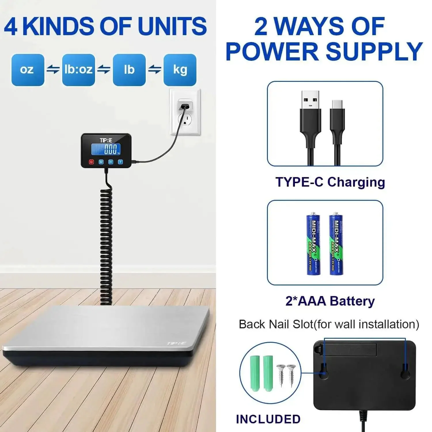 Digital Shipping Scale With 660 Lb Capacity For Heavy Packages, Pro Grade Postage Scale For Small Biz, Warehouse And Home, Ultra Large Platform, 0.2 Lb To 660 Lb Accurate Readings, Includes Battery And Charging Cable - Image 5