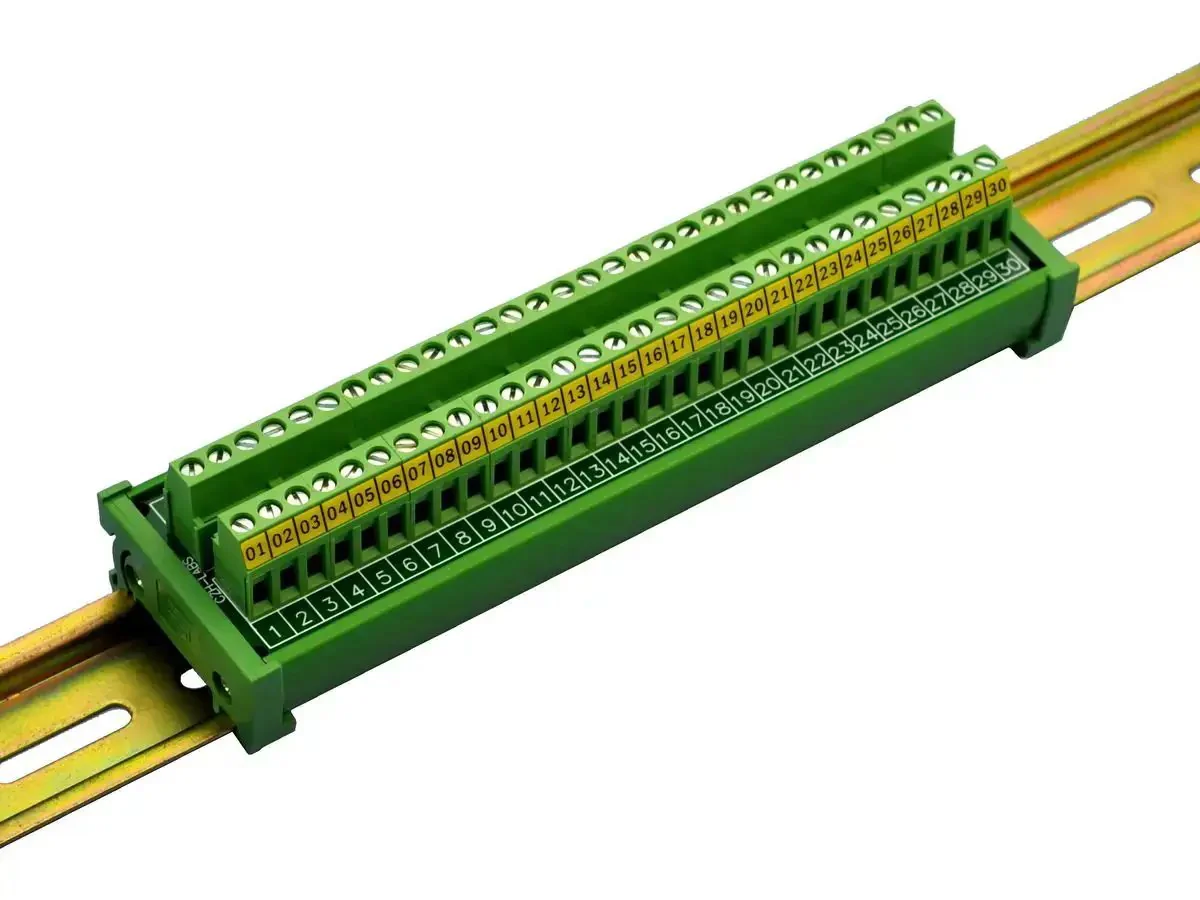 DIN Rail Mount 30-Position Screw Terminal Block Distribution Module With 24A Per Position, 400V Rating, 5.0mm Pitch, 7mm Strip Length, 26AWG To 12AWG Wire Range, Heavy Duty Industrial Terminal Block - Image 5