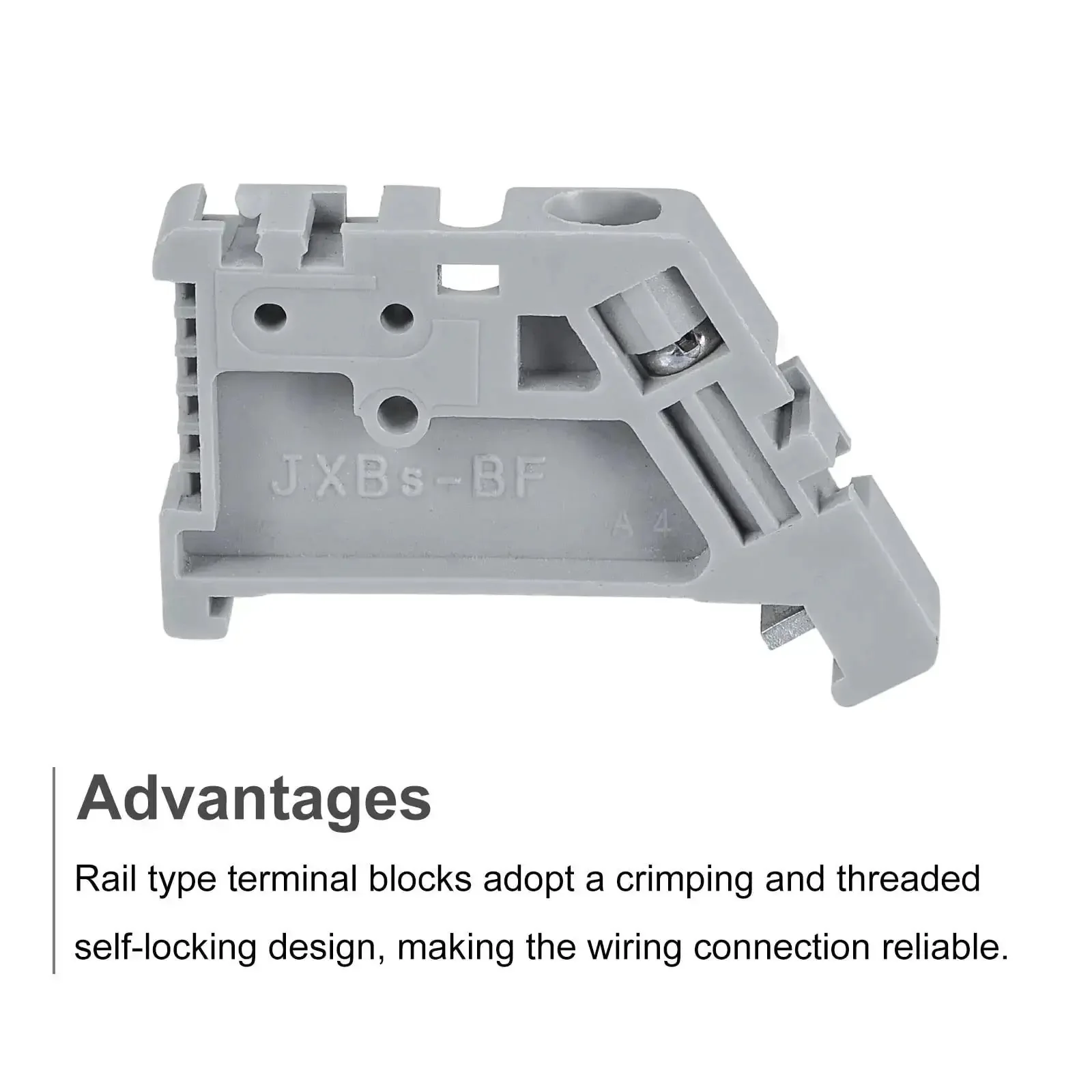 DIN Rail Mount Terminal Blocks End Stopper Screw Type Clamp Grey EW35 Pack Of 20 Heavy Duty Terminal Blocks For Distribution Panels And Cabinets Beefy Workhorse For Industrial Automation Wiring And Power Distribution On Standard DIN Rails - Image 3