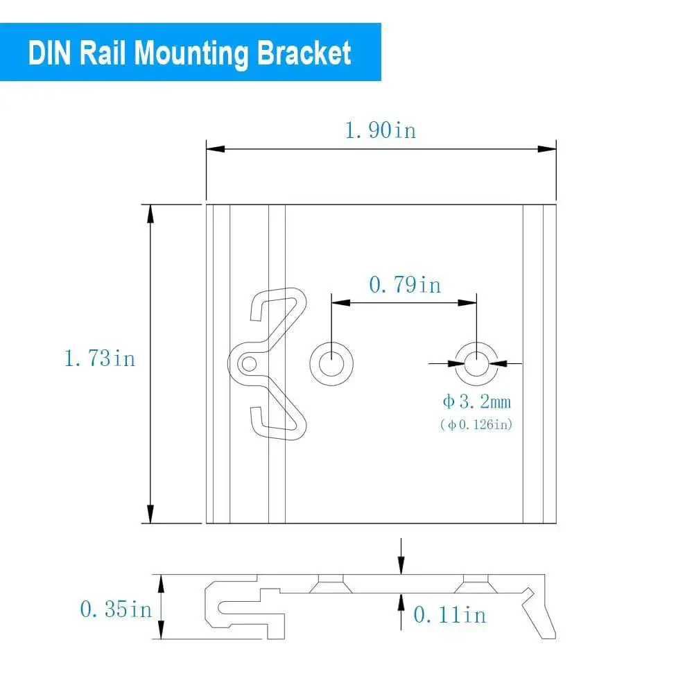 DIN Rail Mounting Clip One And Three Quarter Inch Width Universal Aluminum Alloy Bracket Snap In Fixed Clamp For 35mm Slotted DIN Rail Four Pack Industrial Grade Rust Resistant Easy To Operate - Image 5