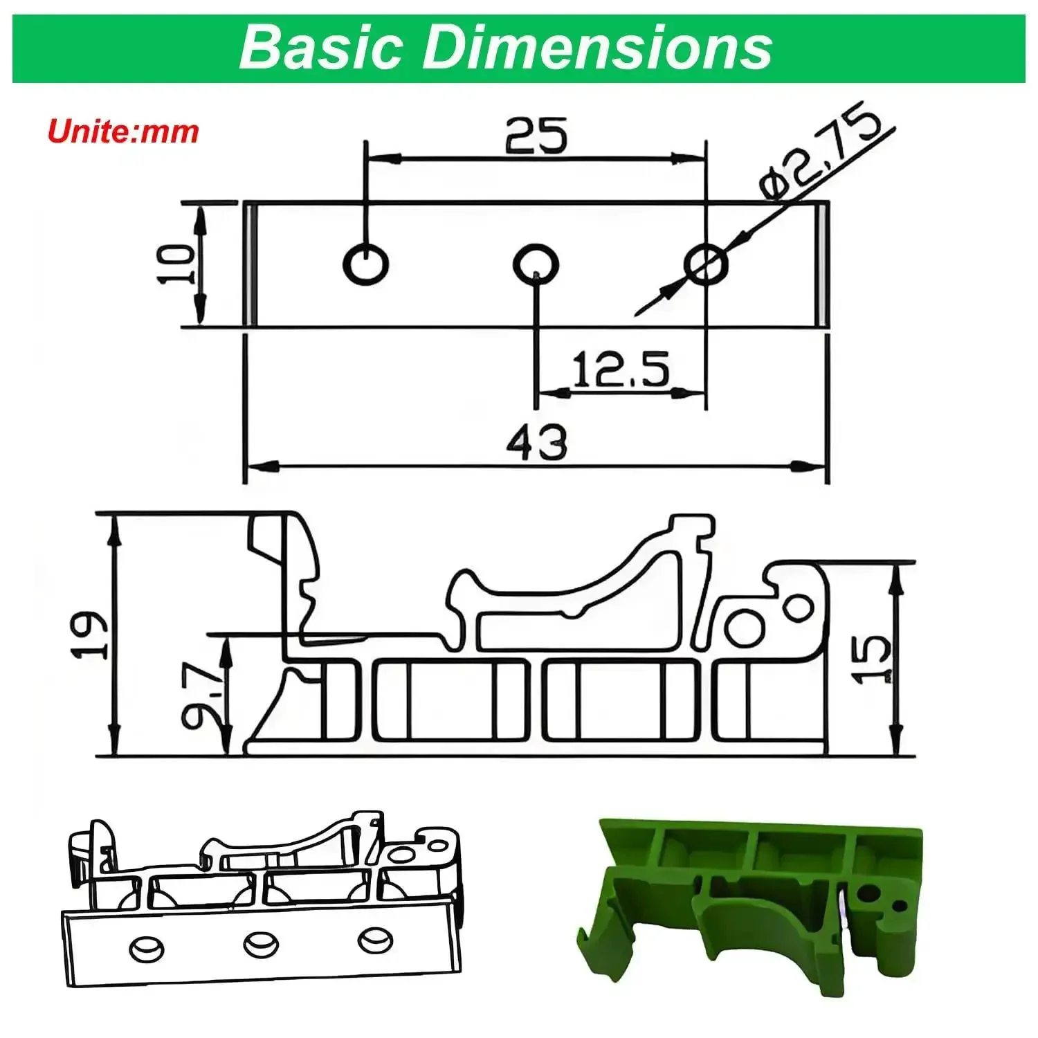 DIN Rail Mounting Kit For PCBs 35mm Snap On Adapters Clips With Screws PA66 Nylon Green Panel Brackets Fits Boards Up To 100mm Industrial Control Cabinets IoT Gateways Solar Charge Controllers 40 Clips 80 Screws - Image 5