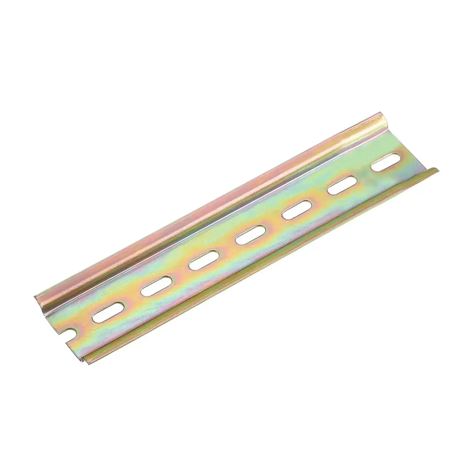 Din Rail Slotted Iron Mounting Guide One Piece Bronze Tone Five Inch Long Thirty Five Millimeter Wide Six Point Five Millimeter High Ideal For Circuit Breakers Contactors Auxiliary Relays Terminal Blocks Low Voltage Equipment And Power Supplies - Image 3