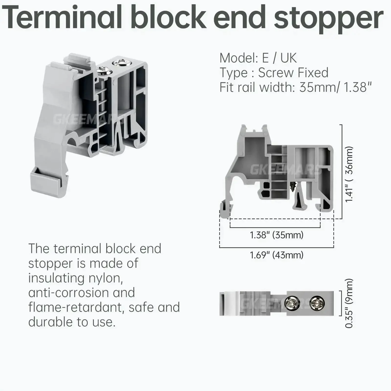 DIN Rail Terminal Block End Stopper Set, Built To Last, Screw Clamp Type End Brackets For 35mm Wide Rails, Insulating Nylon Construction, Anti Corrosion And Flame Retardant, Durable Pack Of 30 - Image 4