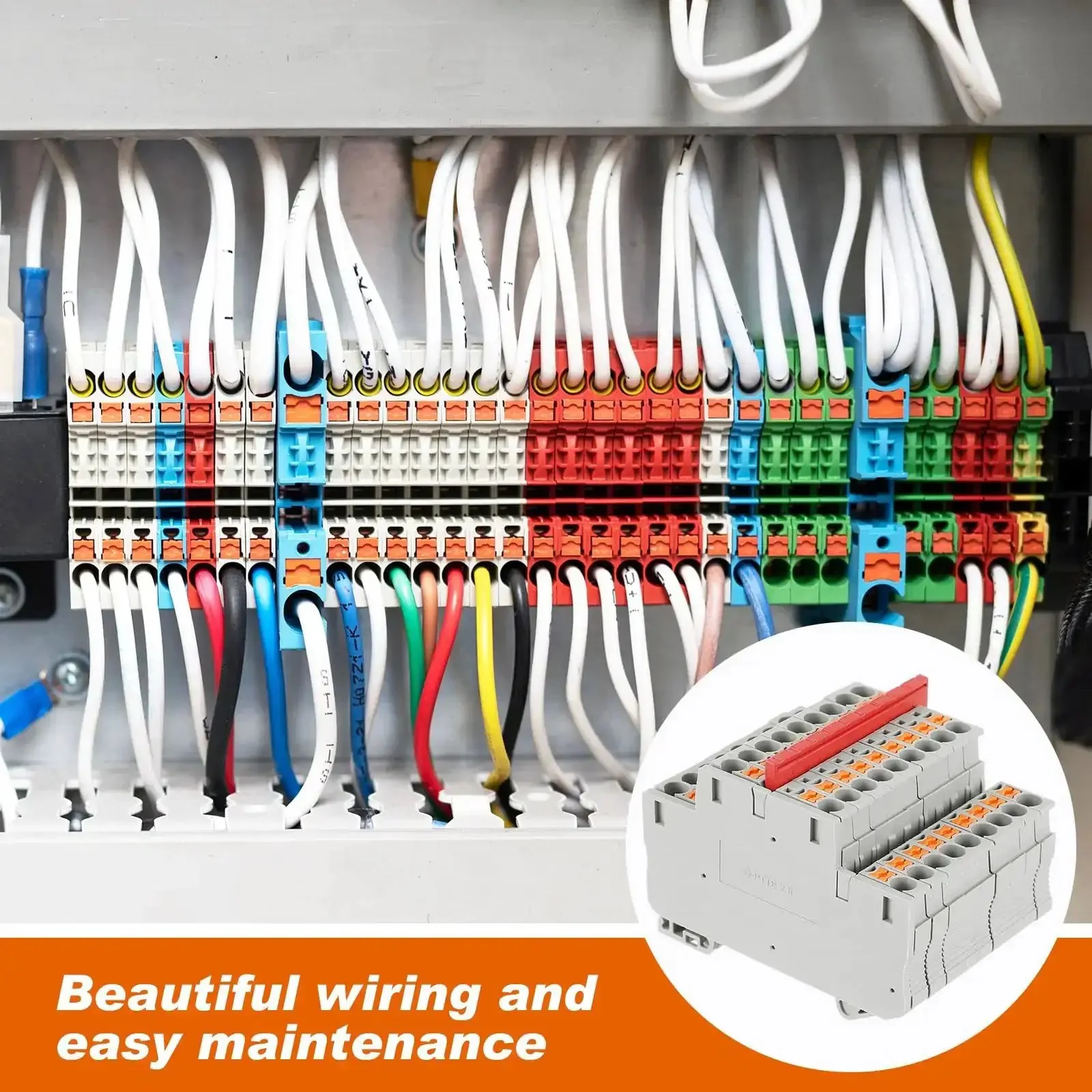 DIN Rail Terminal Block Kit With Screwless Push In Twin Spring Connectors ST2-2.5/2-2 Includes 60 Terminal Blocks, 20 Covers, 20 End Stops, And 12 Jumpers For 3 Pole, 5 Pole, And 10 Pole Setups, DIY Friendly And Quick Install Wire Wiring Solution - Image 2