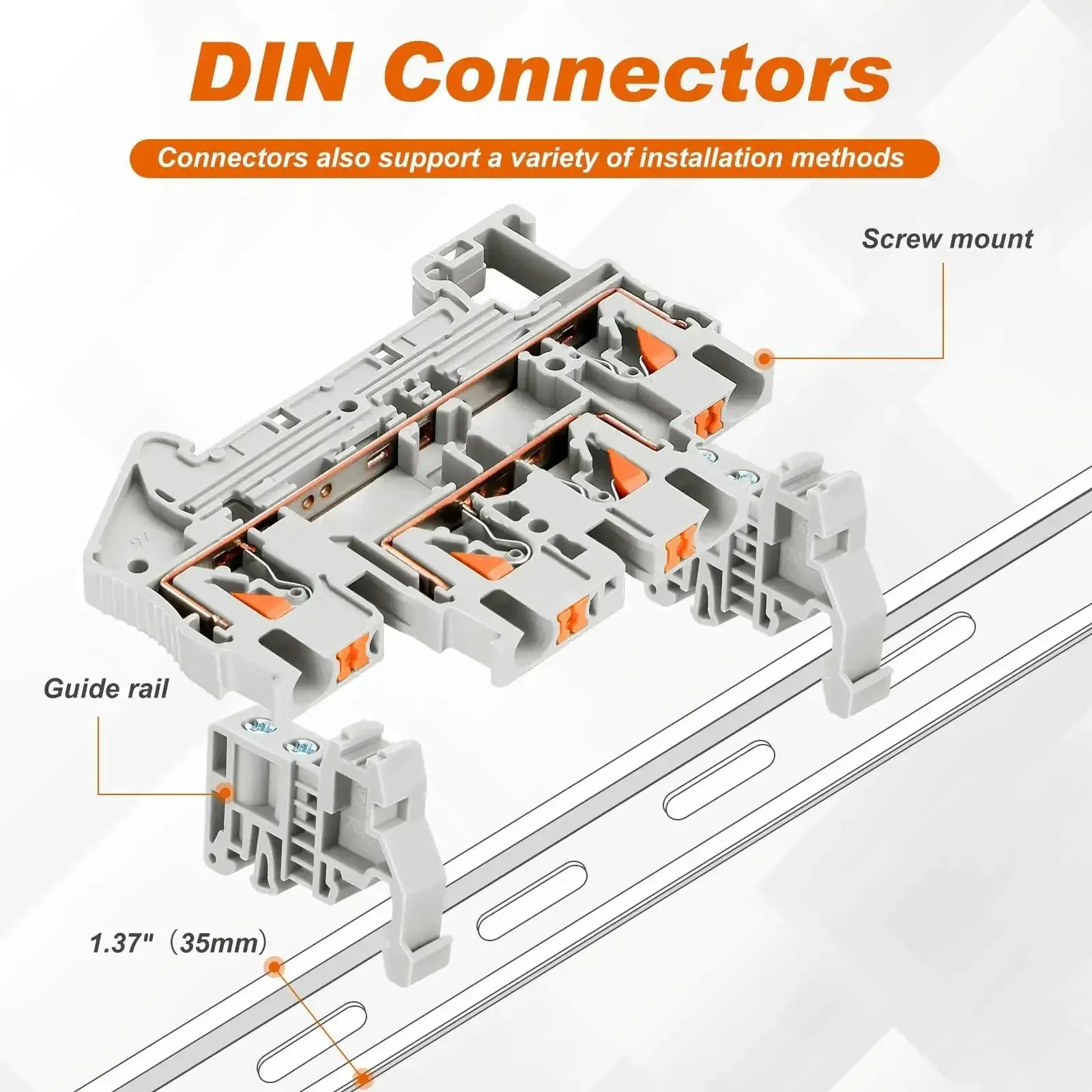 DIN Rail Terminal Block Kit With Screwless Push In Twin Spring Connectors ST2-2.5/2-2 Includes 60 Terminal Blocks, 20 Covers, 20 End Stops, And 12 Jumpers For 3 Pole, 5 Pole, And 10 Pole Setups, DIY Friendly And Quick Install Wire Wiring Solution - Image 5