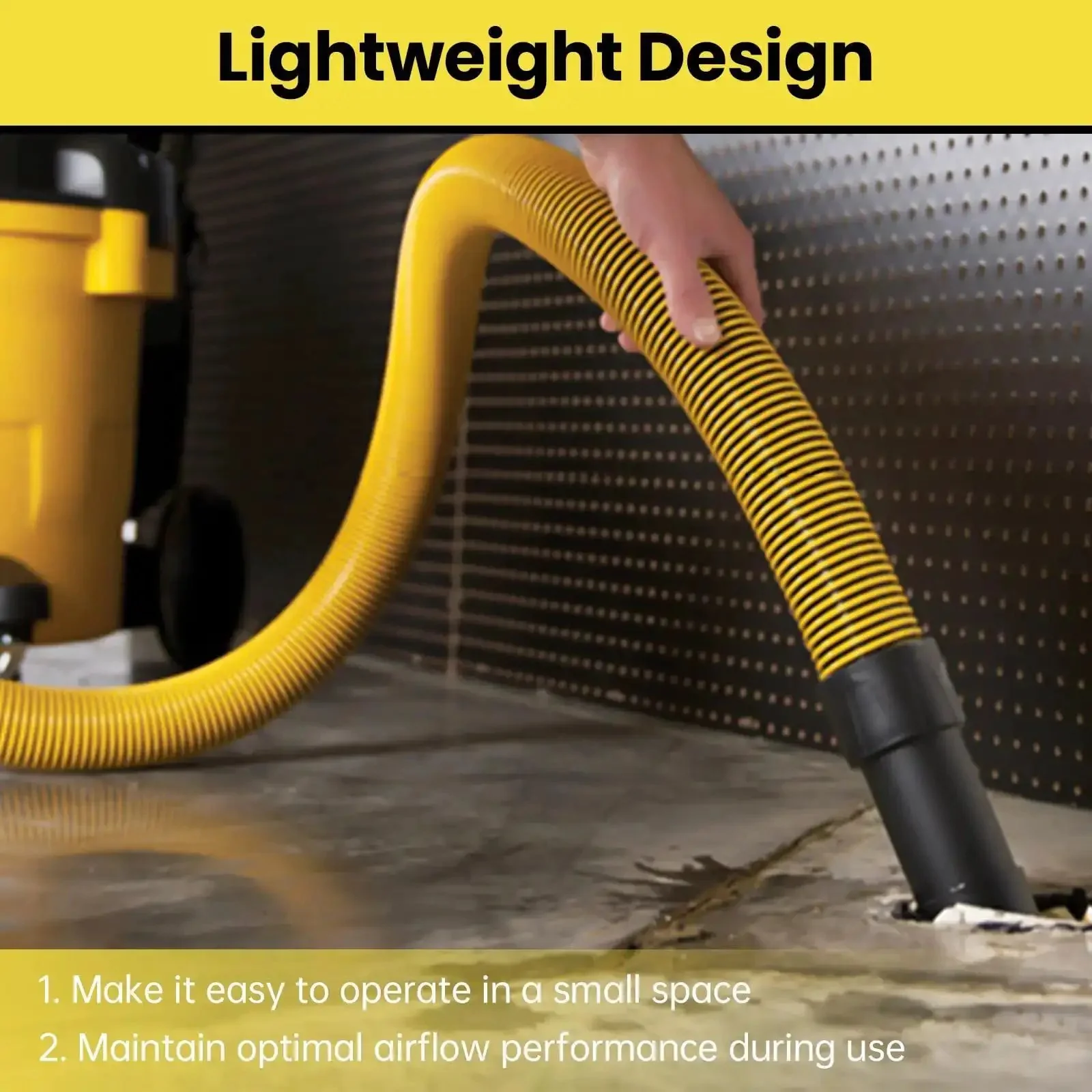 Direct Replacement Wet Dry Vacuum Hose 1 7 Eighth Inch By 7 Foot For DeWalt Systems, Ultra Durable Extension Hose For Heavy Duty Cleanup And Quick Attachments, Works With DeWalt Vacuums - Image 2