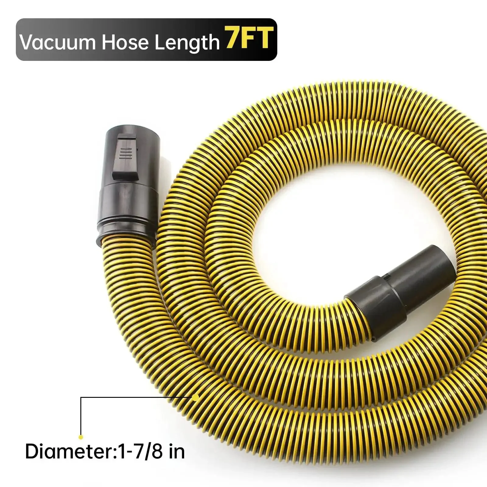 Direct Replacement Wet Dry Vacuum Hose 1 7 Eighth Inch By 7 Foot For DeWalt Systems, Ultra Durable Extension Hose For Heavy Duty Cleanup And Quick Attachments, Works With DeWalt Vacuums - Image 7