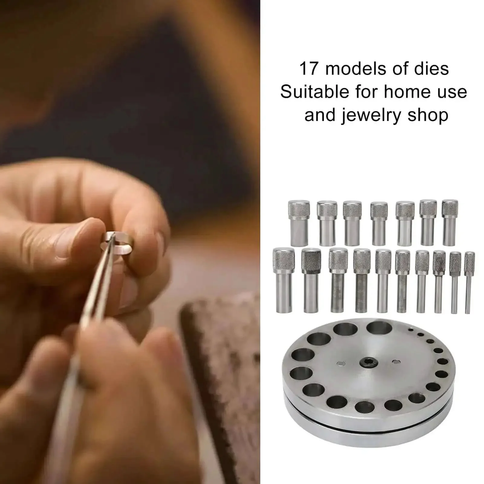 Disc Cutter Set Pro Grade 45 Steel Punch Tool With 17 Dies For Jewelry Making And Crafting, Forming Pendant Discs, Gaskets, Leather, Paper, Brass And Decals, Metal Cutting Kit, Silvery Finish - Image 6