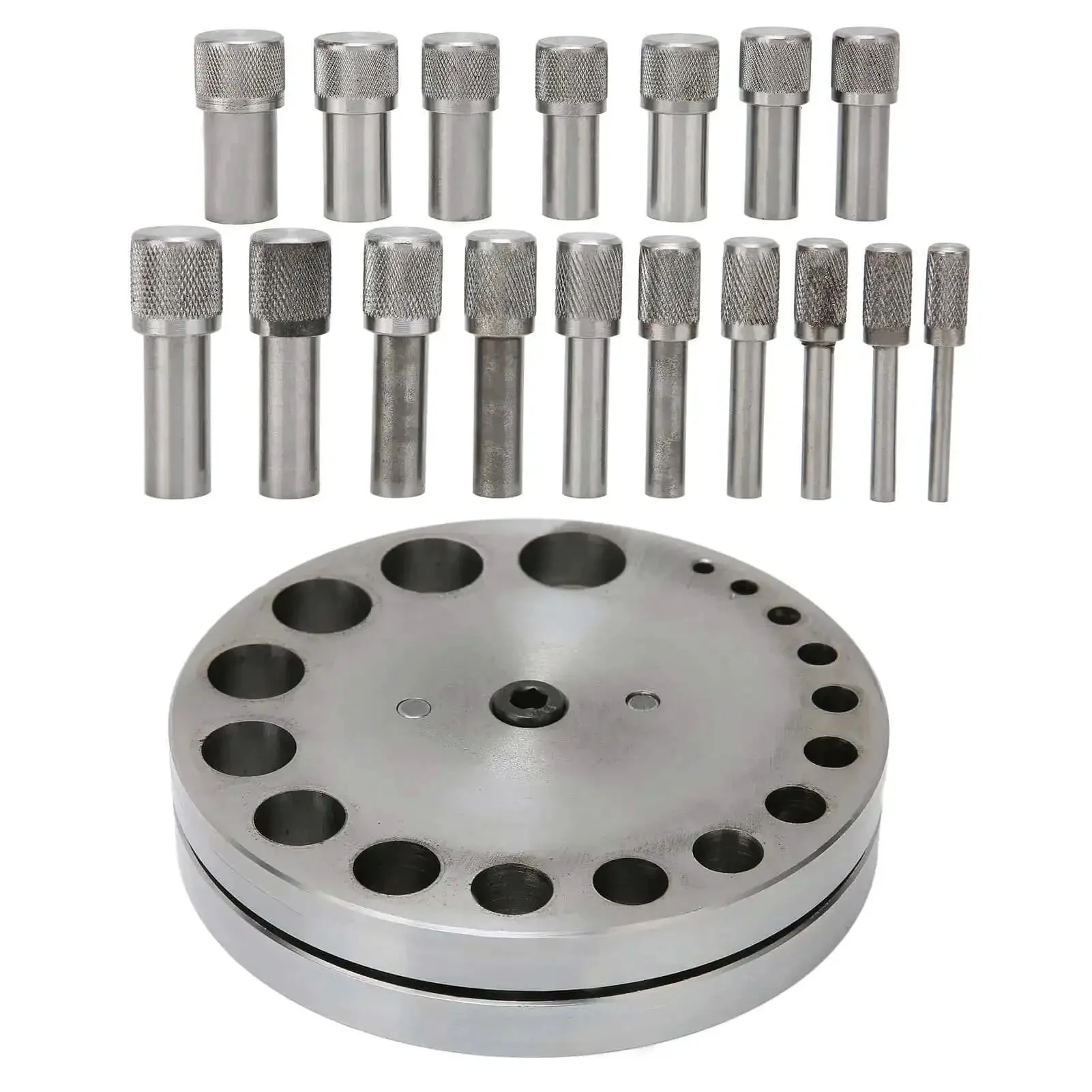 Disc Cutter Set Pro Grade 45 Steel Punch Tool With 17 Dies For Jewelry Making And Crafting, Forming Pendant Discs, Gaskets, Leather, Paper, Brass And Decals, Metal Cutting Kit, Silvery Finish - Image 8