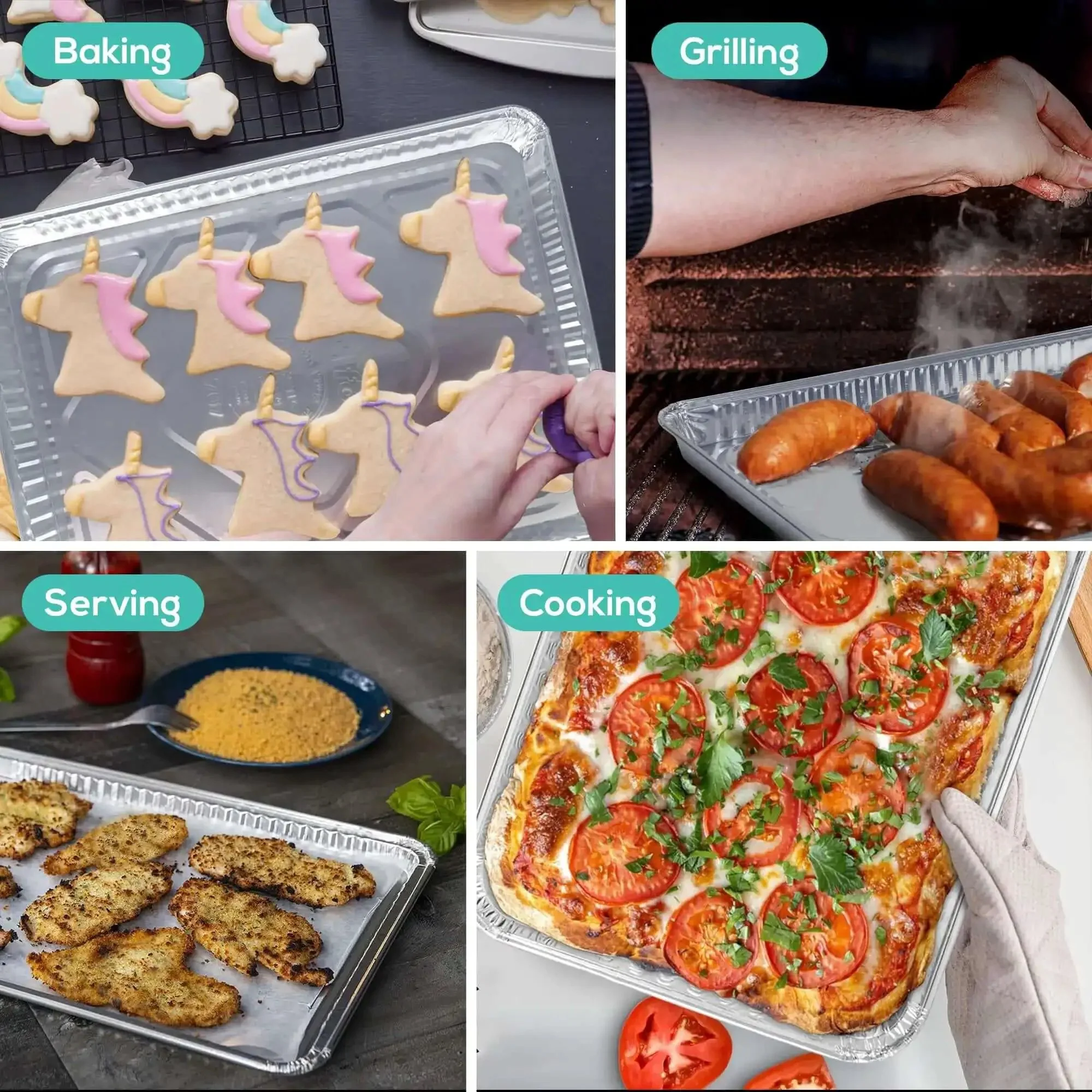 Disposable Aluminum Pans 5 Pack 13 By 17 Baking Sheets Heavy Duty Cookie Sheets For Easy No Mess Cleanup And Reuse Premium Quality Kitchen Trays That Bake Evenly And Hold Sides In Place Great For Meal Prep And Catering - Image 7