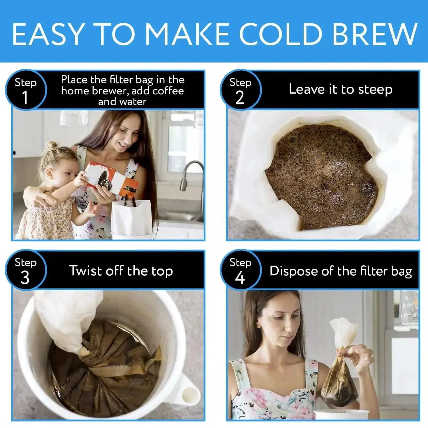 Disposable Cold Brew Filter Bags For Iced And Batch Coffee Easy Brew No Mess Rip Resistant Paper Filters Compatible With Toddy Cold Brew Maker Eleven And A Quarter Inch By Thirteen Inch White Pack Of Thirty - Image 4