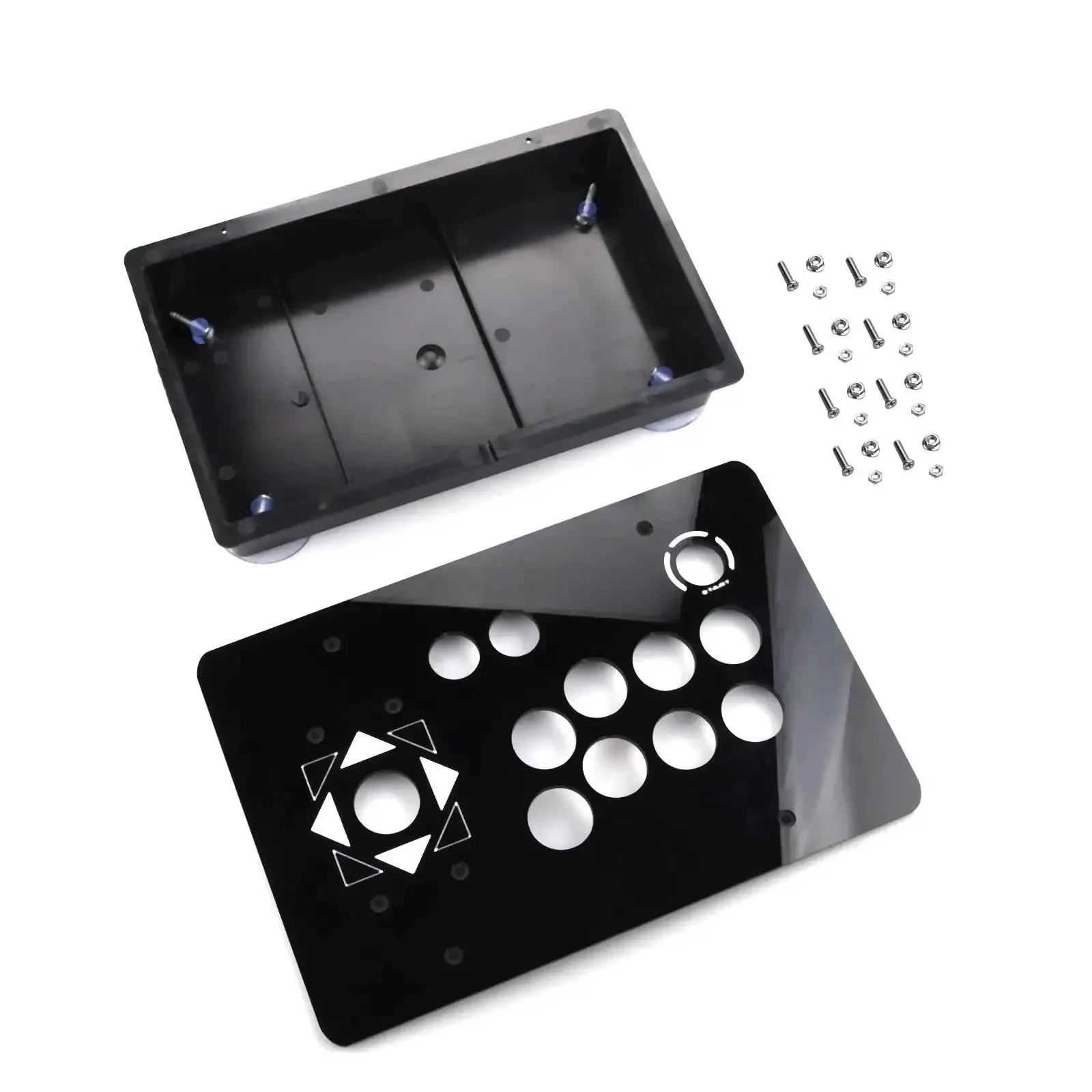 DIY Arcade Joystick Acrylic Panel And Case Kit For Custom Cabinet Controller Replacement, Home Arcade Mod Accessory, 5mm Thick Panel With 30mm And 24mm Button Holes, Measuring 11.81 By 7.87 Inches