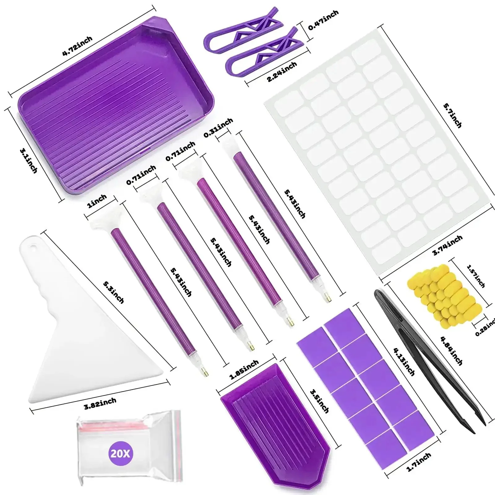 DIY Diamond Painting Tools And Accessories Kit 45 Piece Sweet Set For Kids And Adults With Diamond Pens Tweezers Glue Clays Non Slip Clips Pen Grips Sticker Sheet And Diamond Correction Tool - Image 2