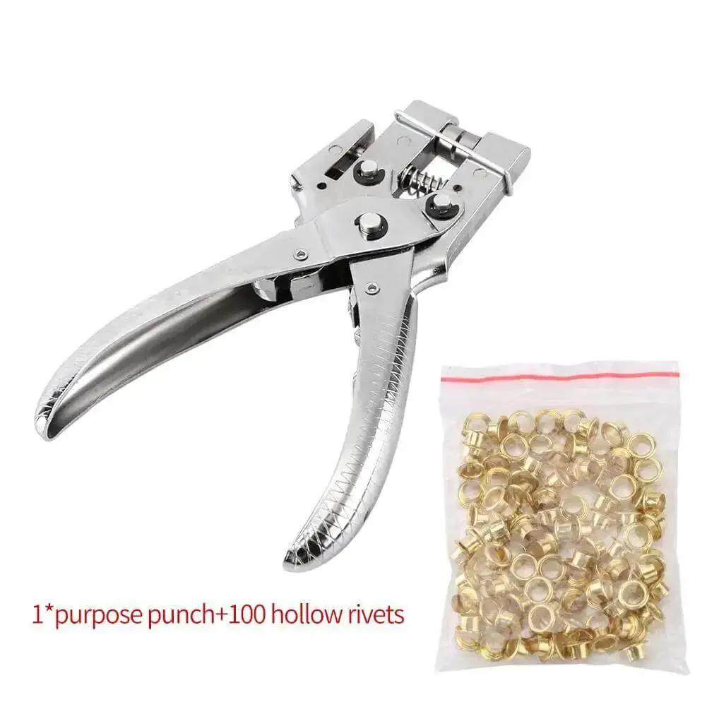 DIY Eyelet Setting Tool Pliers Kit With 100 Gold Grommets, Rivet Setter Punch Pliers For Belt Holes, Paper Card And Plastic Sheets, Metal Eyelets Hole Punch Kit For Crafts And DIY Projects - Image 4