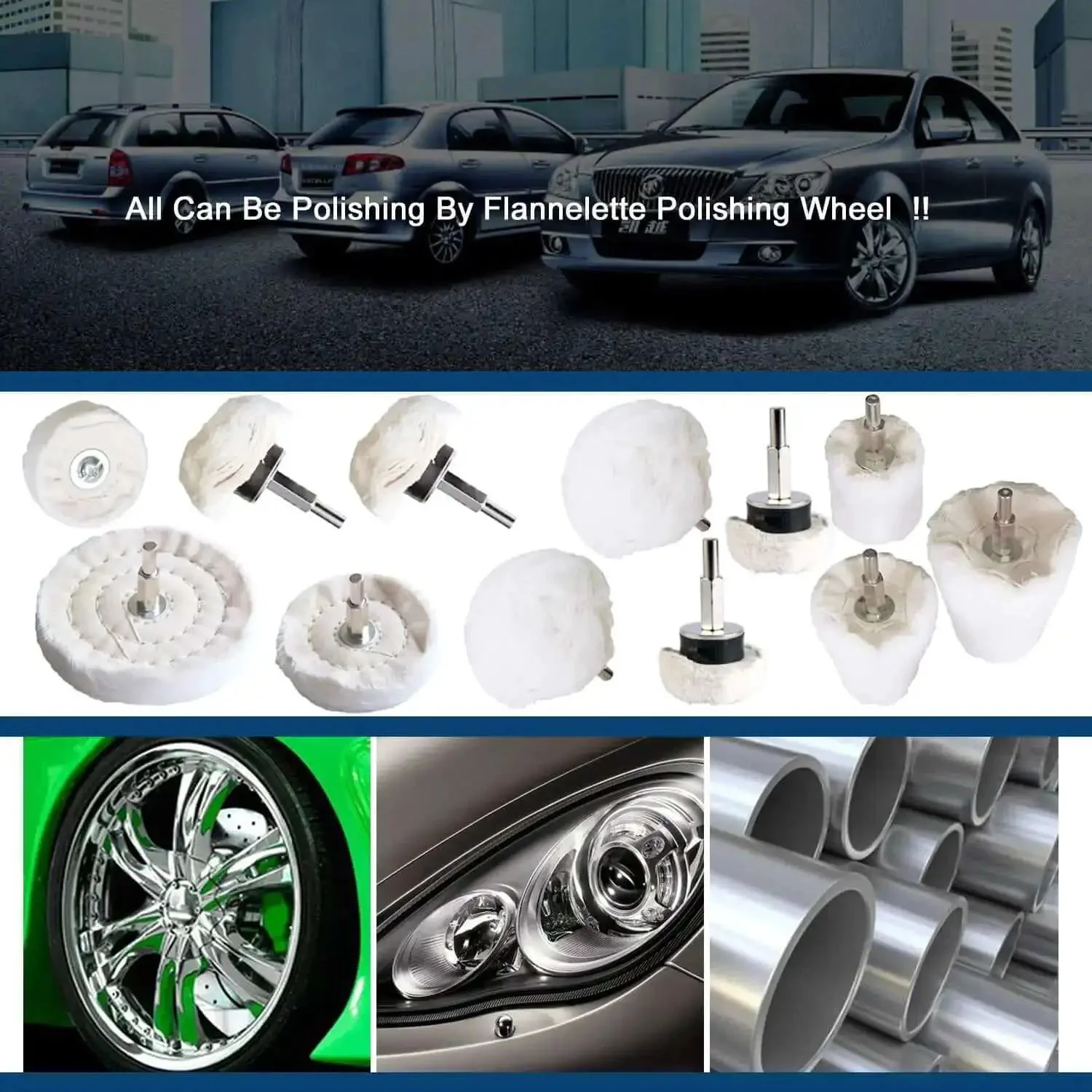 DIY Friendly Buffing Wheel Kit With White Flannelette Pads, 12 Pack For Drill Polishing Metal And Jewelry, Stainless Steel, Aluminum, Chrome, Wood, Plastic, Ceramic, Glass, And More - Image 2