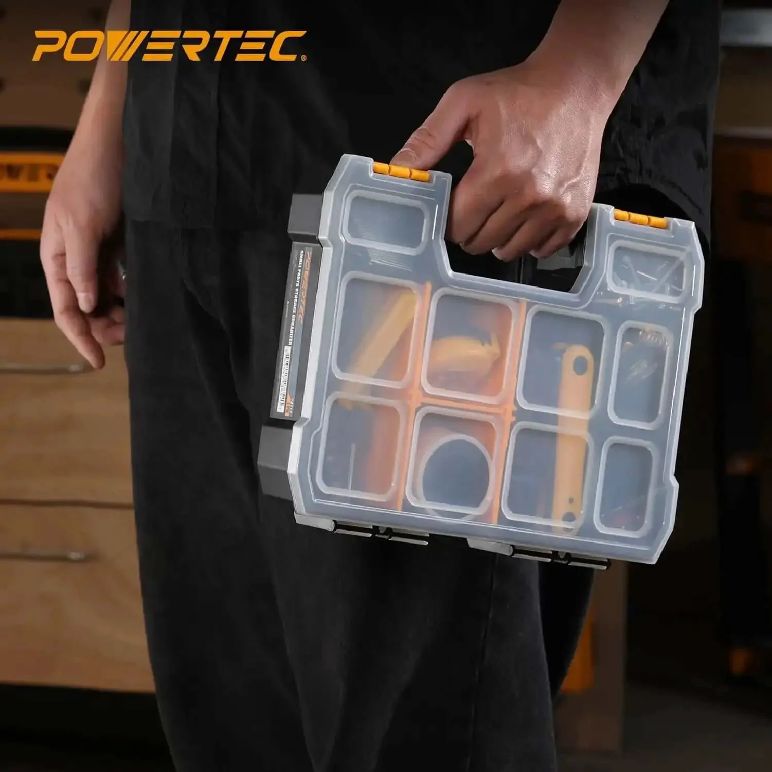 DIY Friendly Small Parts Organizer And Tool Box With Ten Compartments And Stackable Storage Removable Dividers For Customizable Spacing Clear Lid For Easy Visibility Portable Design Three Pack - Image 3