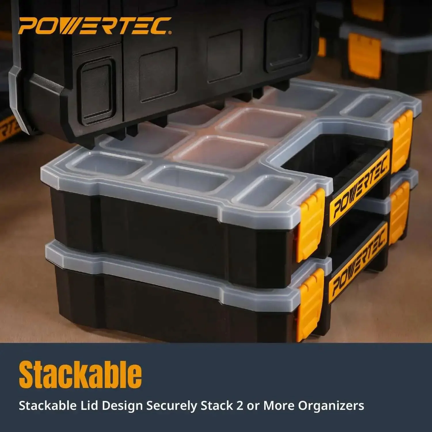 DIY Friendly Small Parts Organizer And Tool Box With Ten Compartments And Stackable Storage Removable Dividers For Customizable Spacing Clear Lid For Easy Visibility Portable Design Three Pack - Image 5