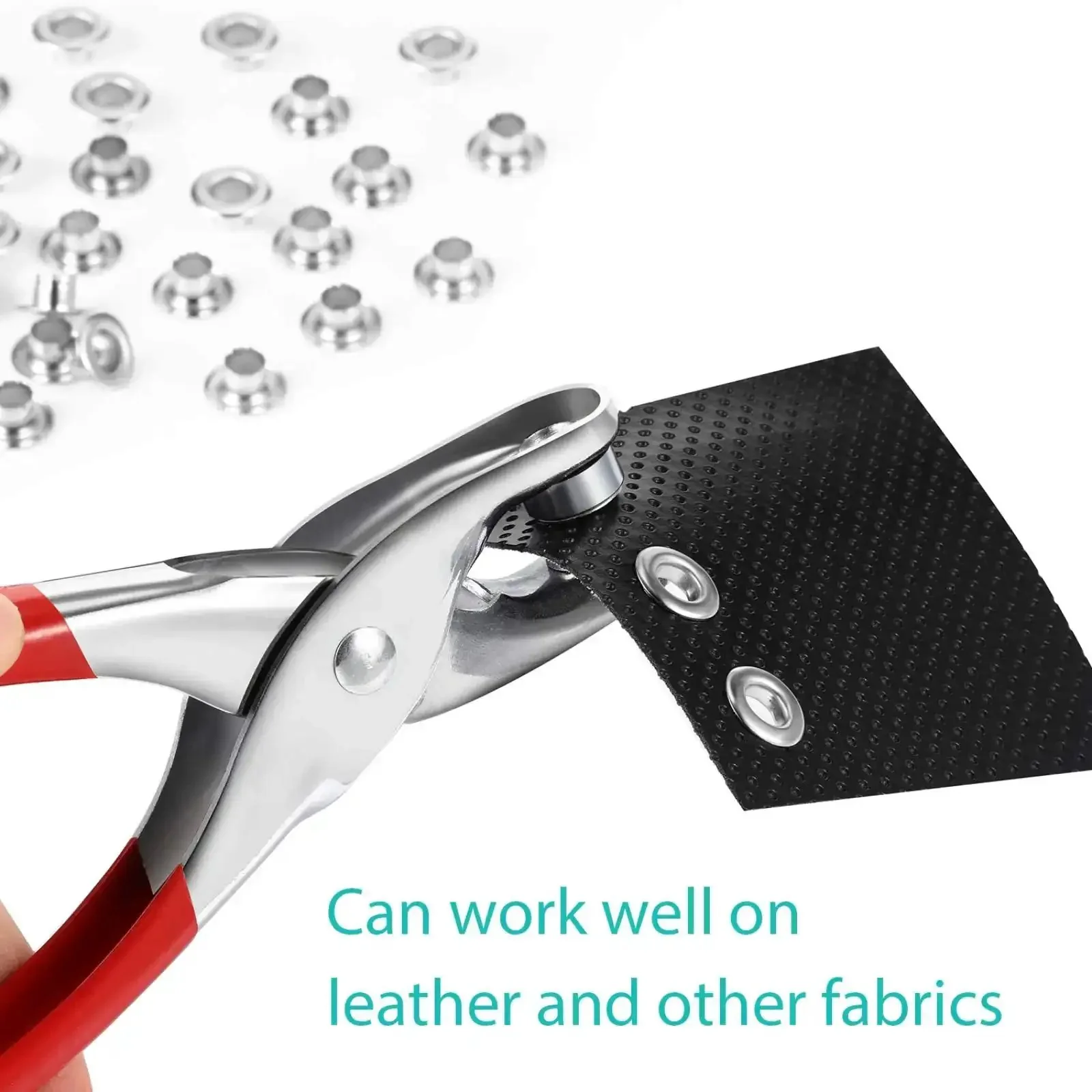 DIY Grommet Eyelet Pliers Kit With 300 Metal Eyelets For Belts Shoes Clothes And Leather Projects - 1 Quarter Inch Punch Tool Set, Easy To Use, Heavy Duty, Durable Silver Finish - Image 2