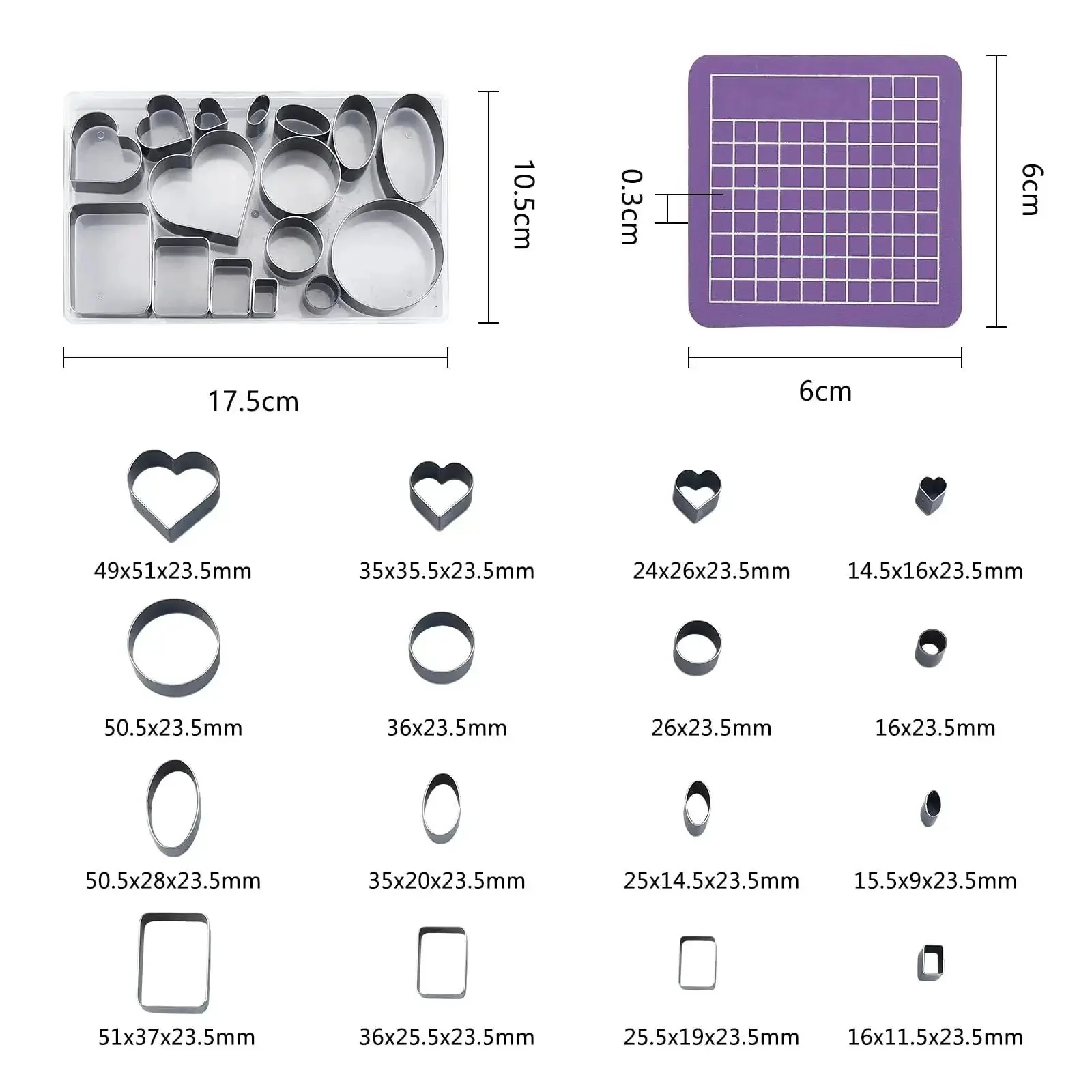 DIY Leather Die Cutting Kit 16Pcs Punch Cutter Set With Hearts Rectangles Rounds And Hollow Punches For Jewelry Making Handmade Craft Projects Includes PVC Cutting Mat Pad - Image 5