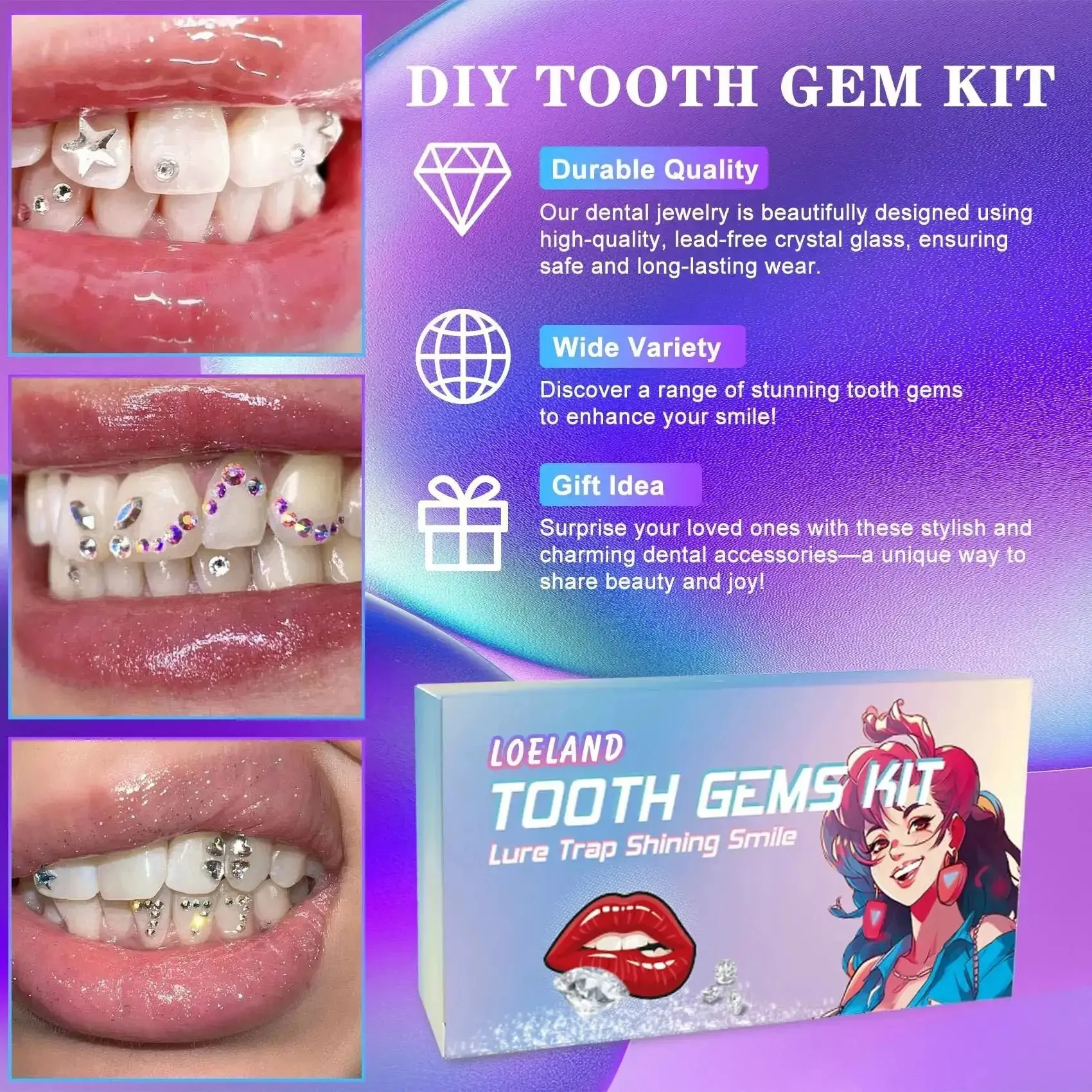 Diy Tooth Gem Kit With Safe Crystals, Teeth Gem Set For Fashionable Smiles, Starter Dental Jewelry Kit With Durable Flat Bottom Gems For Quick Sparkle And Natural Looking Shine - Image 2