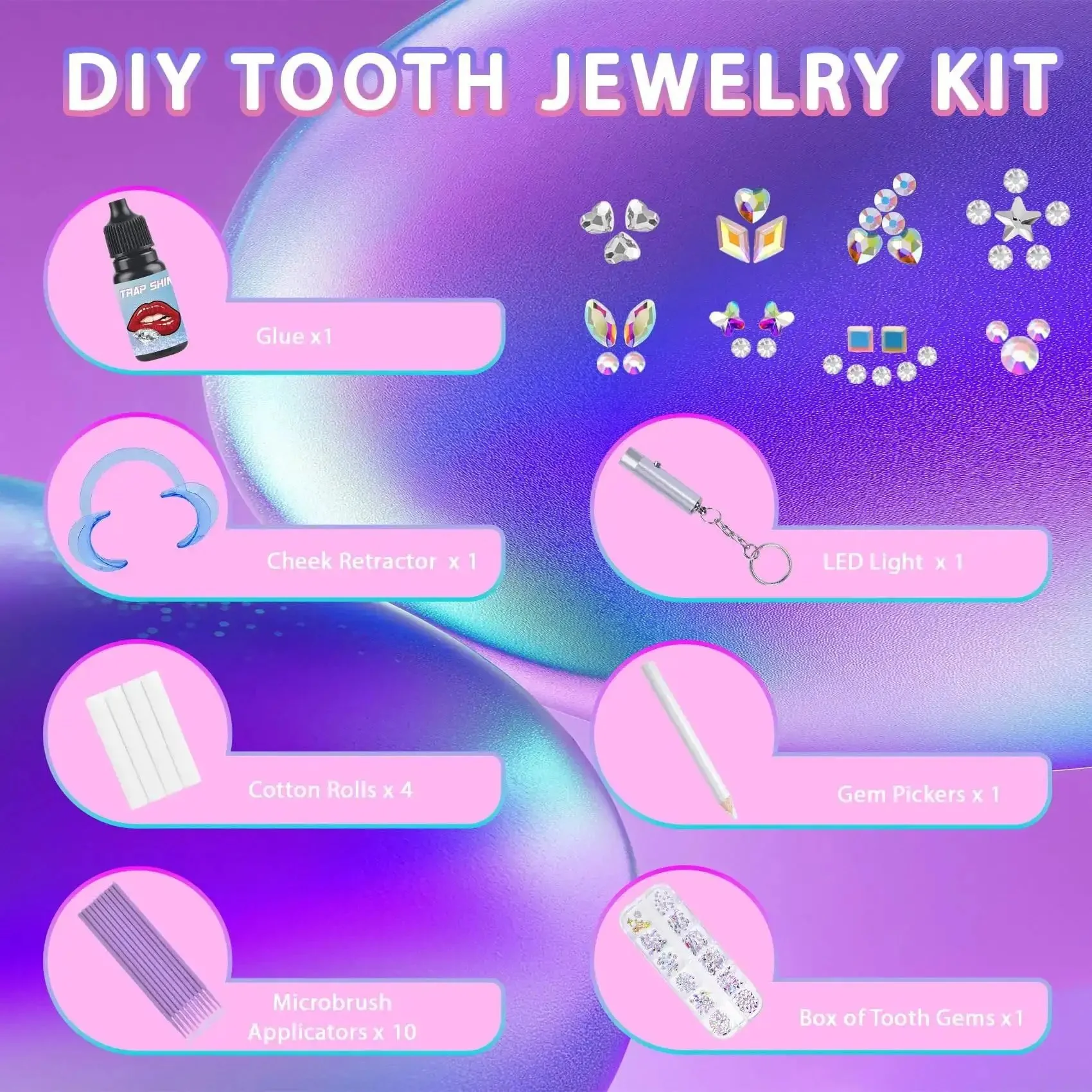 Diy Tooth Gem Kit With Safe Crystals, Teeth Gem Set For Fashionable Smiles, Starter Dental Jewelry Kit With Durable Flat Bottom Gems For Quick Sparkle And Natural Looking Shine - Image 7