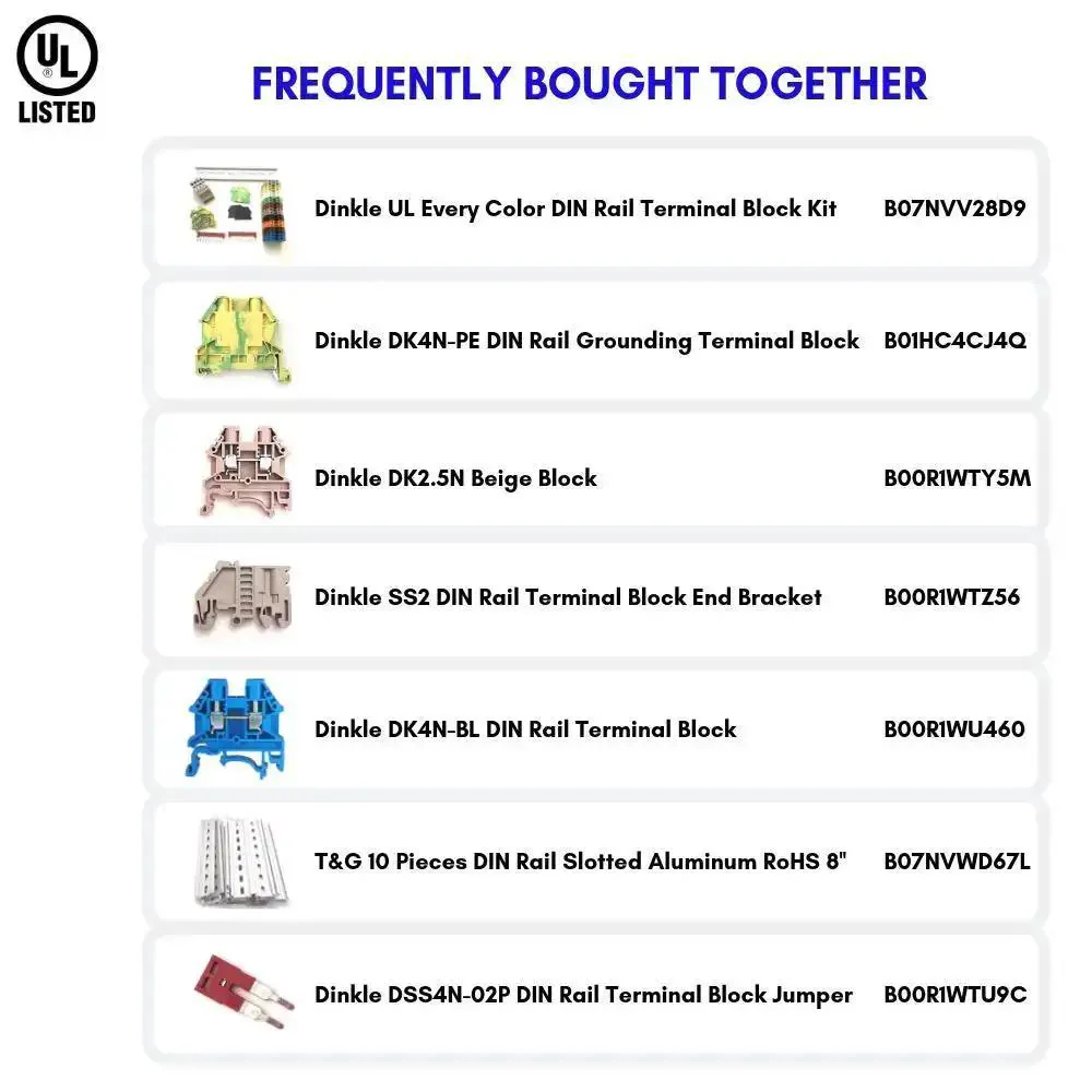 DK2.5N-BK DIN Rail Terminal Block Screw Type UL Listed 600V 20A 12-22AWG Pack Of 100 For Heavy Duty Industrial Control Panels And Reliable Wiring For Durable Wiring Solutions - Image 3