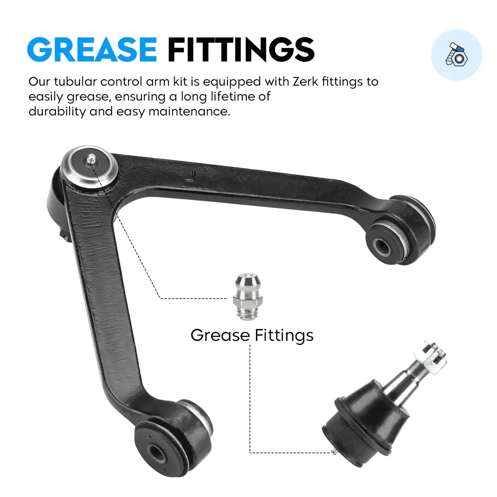 Dodge Ram 1500 Front Upper Control Arm With Ball Joint Assembly And Front Lower Ball Joint Kit K7424 K7411 4 Piece Suspension Upgrade For 2002 2003 2004 2005 Models - Image 6