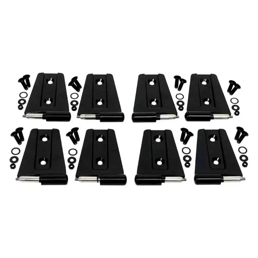 Door Hinge Set For Jeep JK Wrangler High Gloss Black Powder Coated Finish With Complete Hardware Kit Precision Fit Easy Install Heavy Duty Beefed Up Auto Part For Off Road Jeeps