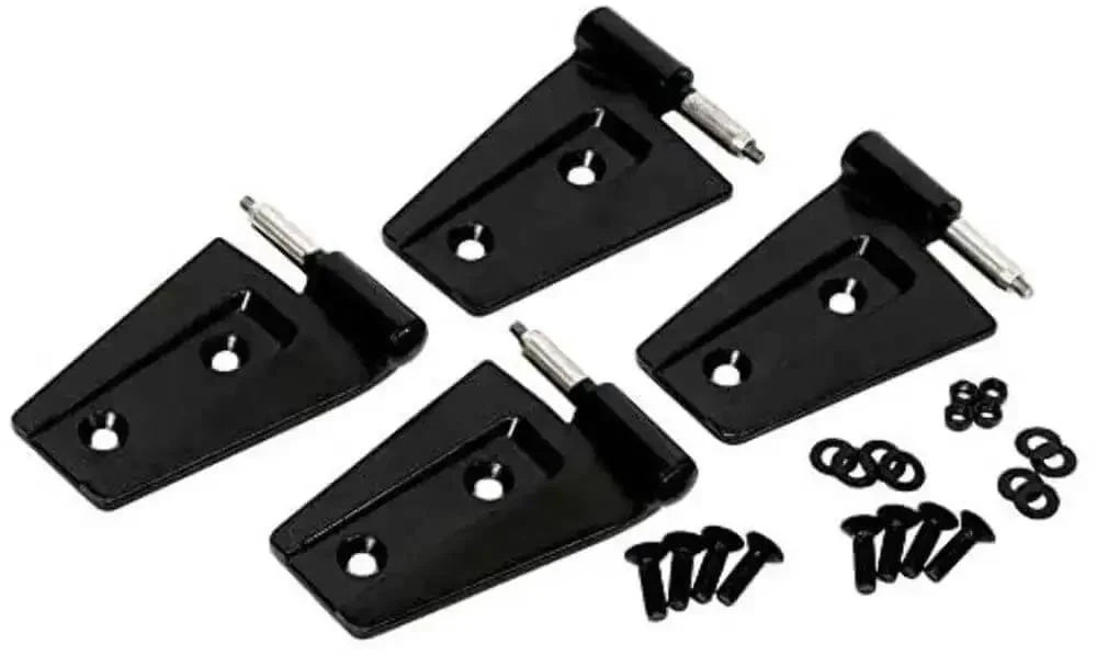 Door Hinge Set For Jeep Wrangler JK 2007 And Up, Premium Bolt On, High Gloss Black Powder Coat Finish, Ready To Install Drop In Fit, Built To Last With Reinforced Construction For Smooth Door Opens