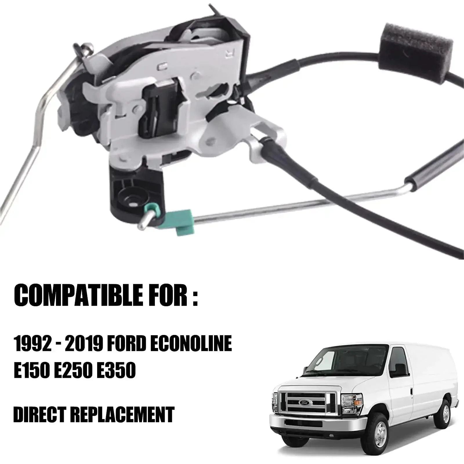 Door Latch Assembly With Cable And Rod For Ford Econoline E150 E250 E350 Vans 1992 2019 Rear Right Side Replacement Lock Latch Actuator AC2Z15431A02A 6C2Z-15431A02-AA No Fuss Easy Install Durable - Image 3