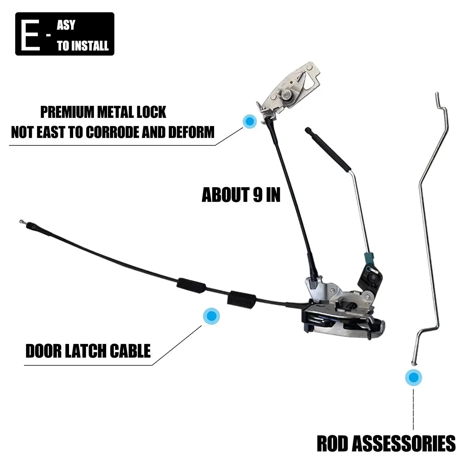 Door Latch Assembly With Cable And Rod For Ford Econoline E150 E250 E350 Vans 1992 2019 Rear Right Side Replacement Lock Latch Actuator AC2Z15431A02A 6C2Z-15431A02-AA No Fuss Easy Install Durable - Image 4