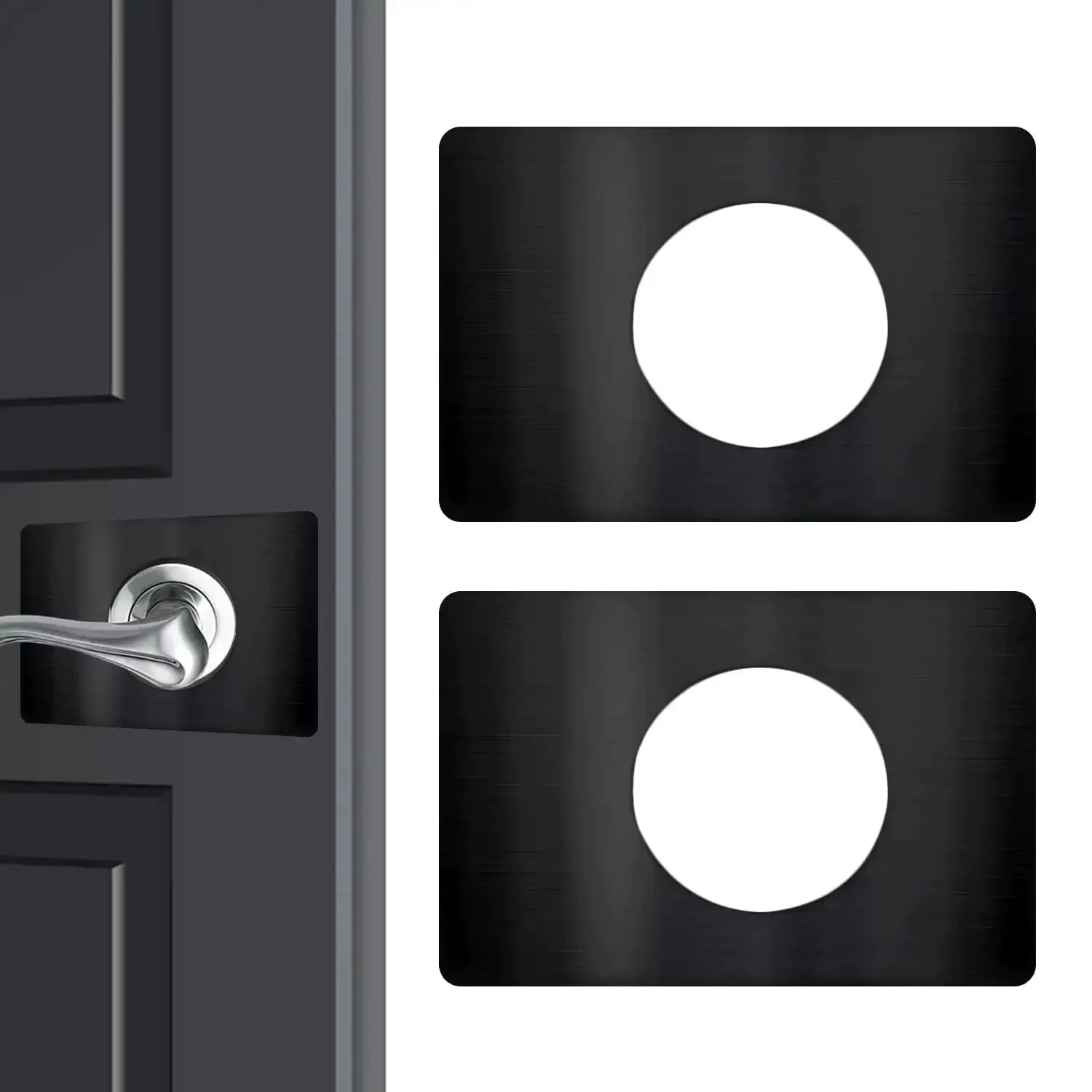 Door Lock Repair Plate Kit Reinforcement Fixing Plate For Knob Lever And Deadbolt Filler Cover To Prevent Loose Or Wobbly Locks Fits Most Standard Doors Black 2 Pack Easy Install Durable Steel