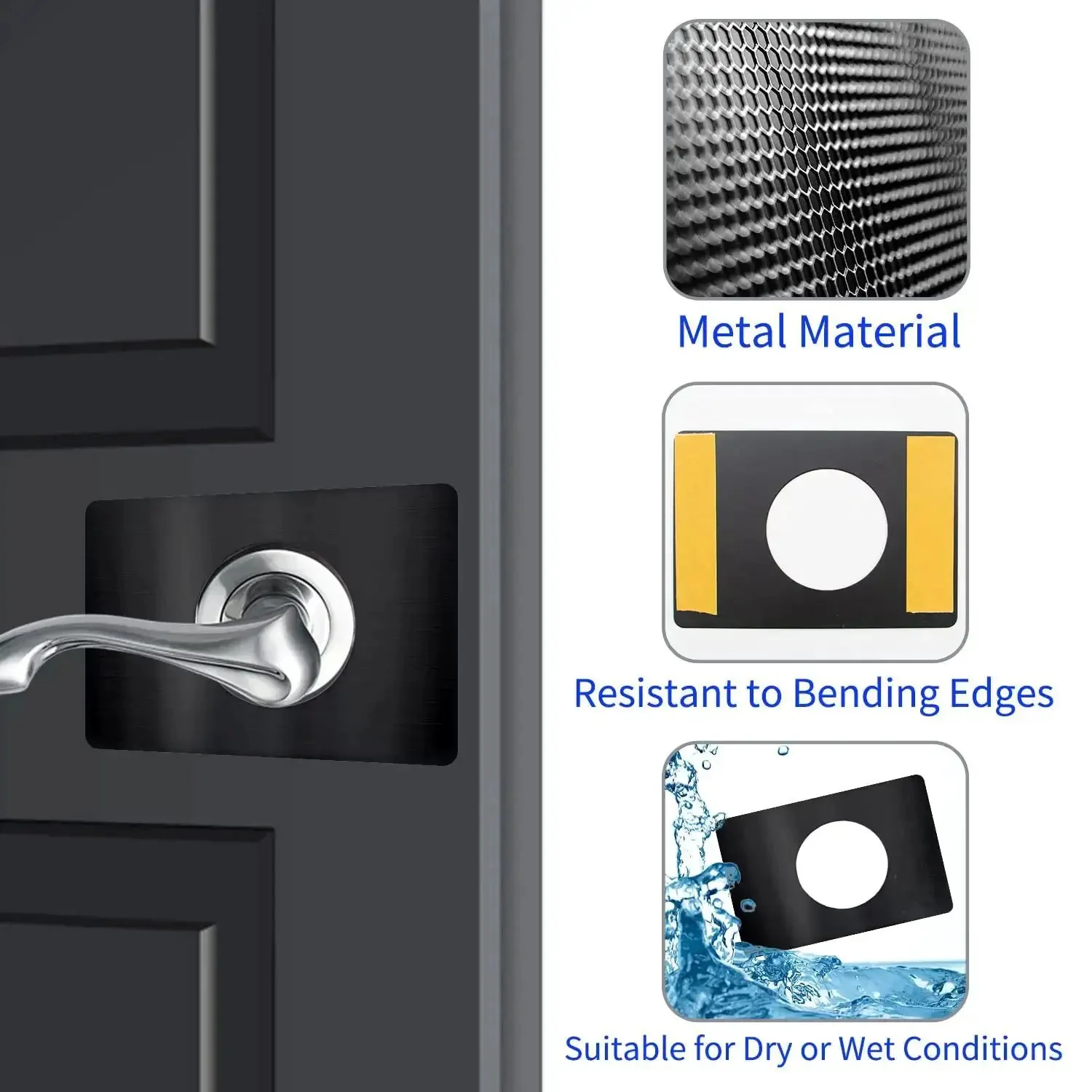 Door Lock Repair Plate Kit Reinforcement Fixing Plate For Knob Lever And Deadbolt Filler Cover To Prevent Loose Or Wobbly Locks Fits Most Standard Doors Black 2 Pack Easy Install Durable Steel - Image 3