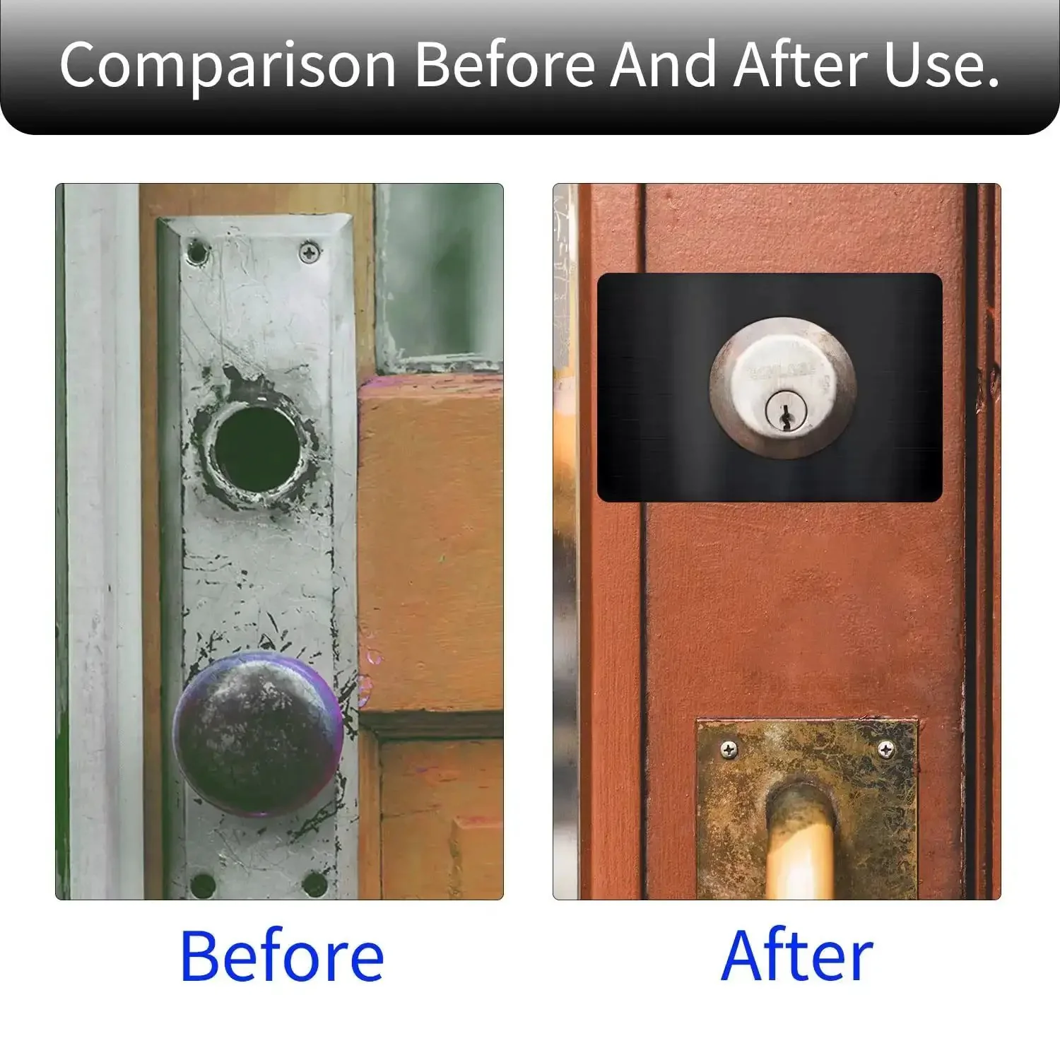Door Lock Repair Plate Kit Reinforcement Fixing Plate For Knob Lever And Deadbolt Filler Cover To Prevent Loose Or Wobbly Locks Fits Most Standard Doors Black 2 Pack Easy Install Durable Steel - Image 4