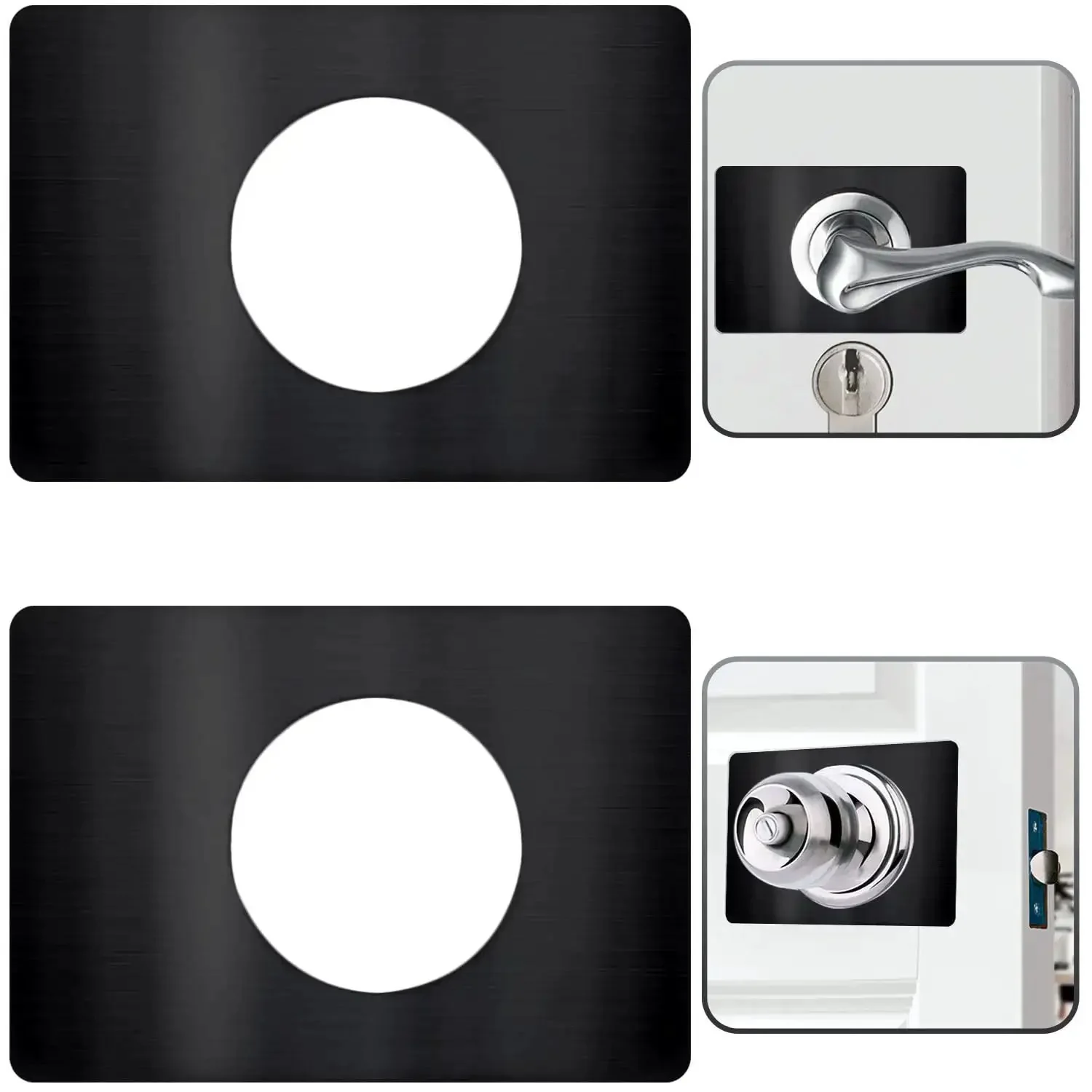 Door Lock Repair Plate Kit Reinforcement Fixing Plate For Knob Lever And Deadbolt Filler Cover To Prevent Loose Or Wobbly Locks Fits Most Standard Doors Black 2 Pack Easy Install Durable Steel - Image 6