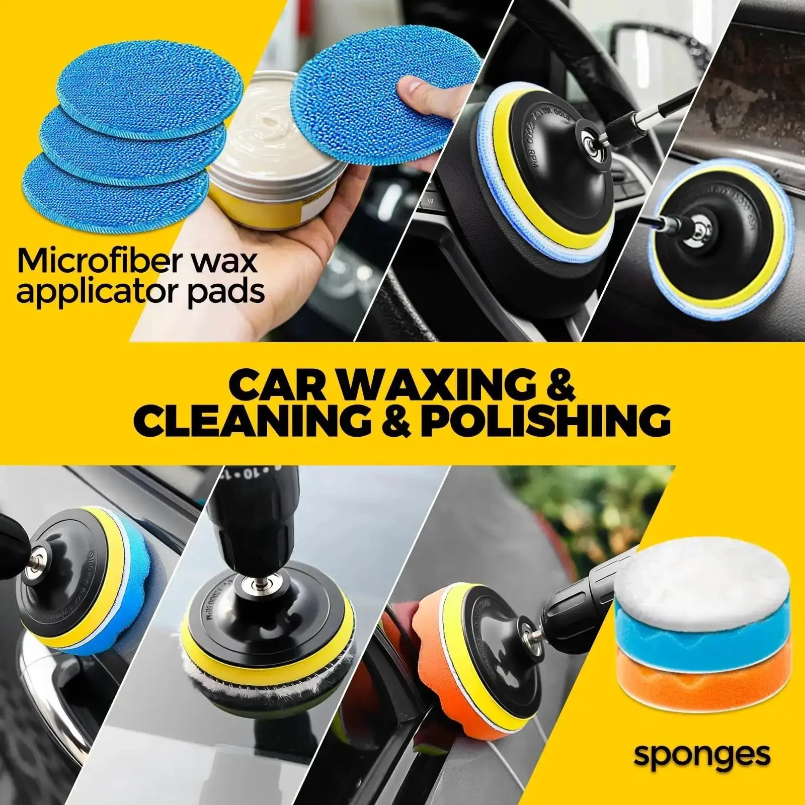 Dope 22 Piece Drill Brush Attachment Kit With Scrub Pads Sponges Buffing Pads Wax Applicator Pads Car Polishing Pads Power Scrubber Gear For Cleaning And Polishing Home Garage Masonry Cleaning Supplies - Image 5
