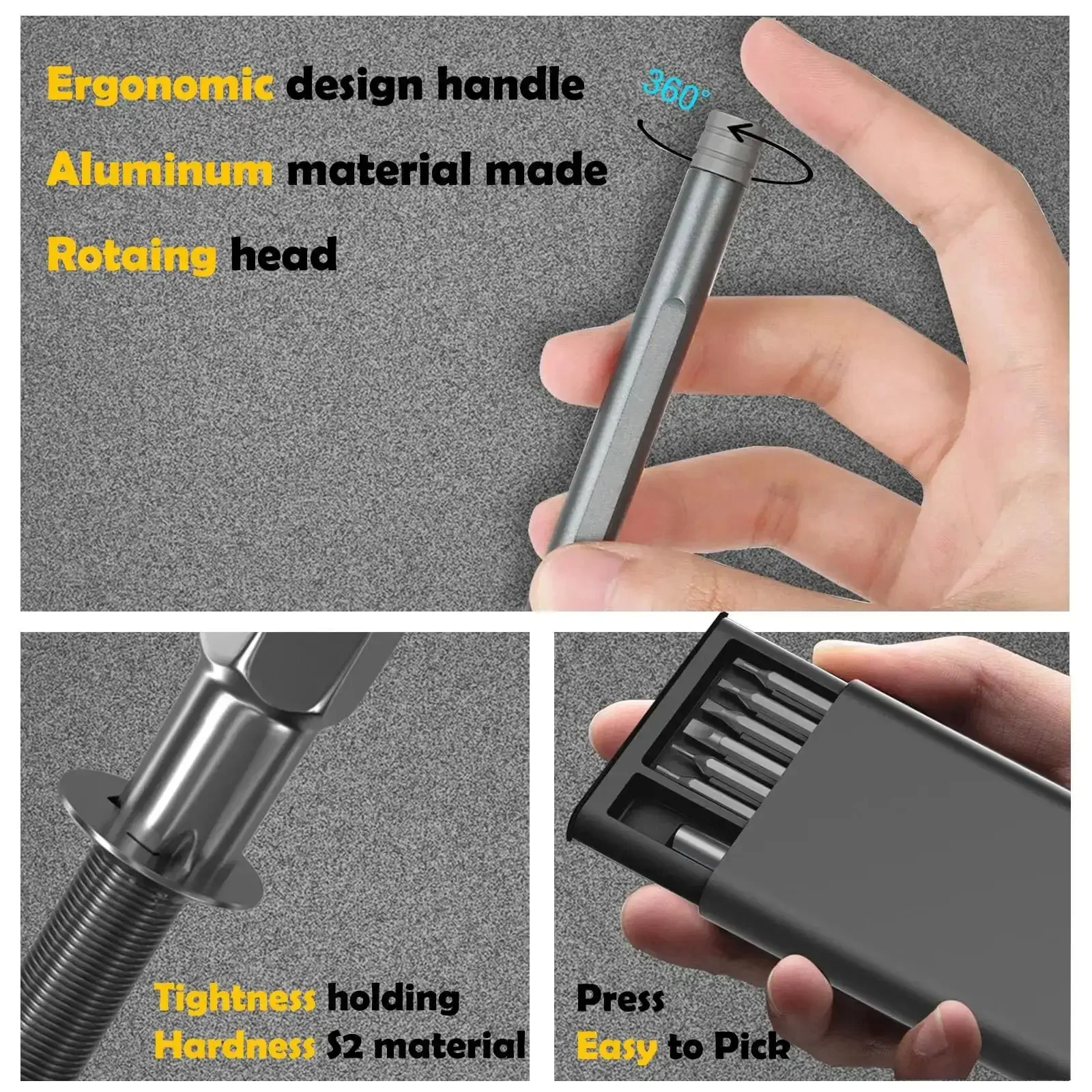 Dope 27 In 1 Magnetic Mini Screwdriver Set With S2 Steel Bits, Tweezers, Aluminum Handle, And Magnetic Repair Kit For Laptops, Phones, PCs, Glasses, Watches And Other Electronics - Image 6