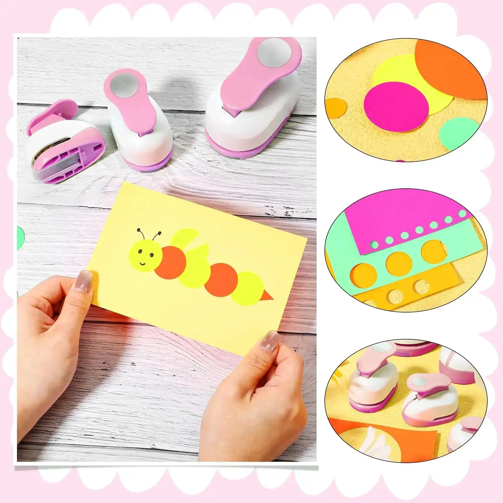 Dope 6 Piece Circle Punch Set For Scrapbooking And Crafts, Includes 0.3, 0.6, 1, 1.5, 2, 3 Inch Hole Punches With 10 Colorful Sticker Papers, Great For Albums, Photos, Cards, And DIY Office Projects - Image 3
