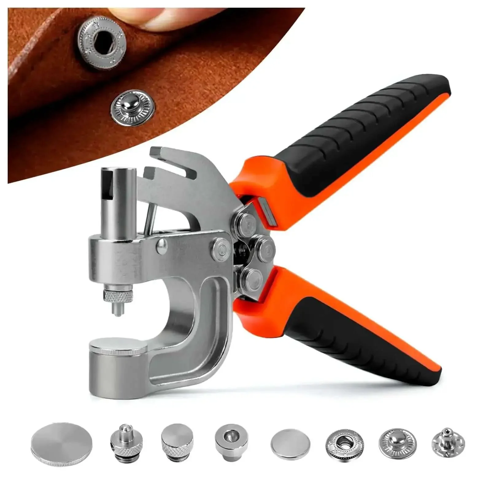Dope All In One Leather Snap Tool Kit With 40 Silver 15mm Snaps Hole Punch And Snap Press Pliers For Leather Craft Jackets And Bags Ergonomic Design For Safe Easy Repairs And Pro Level Results