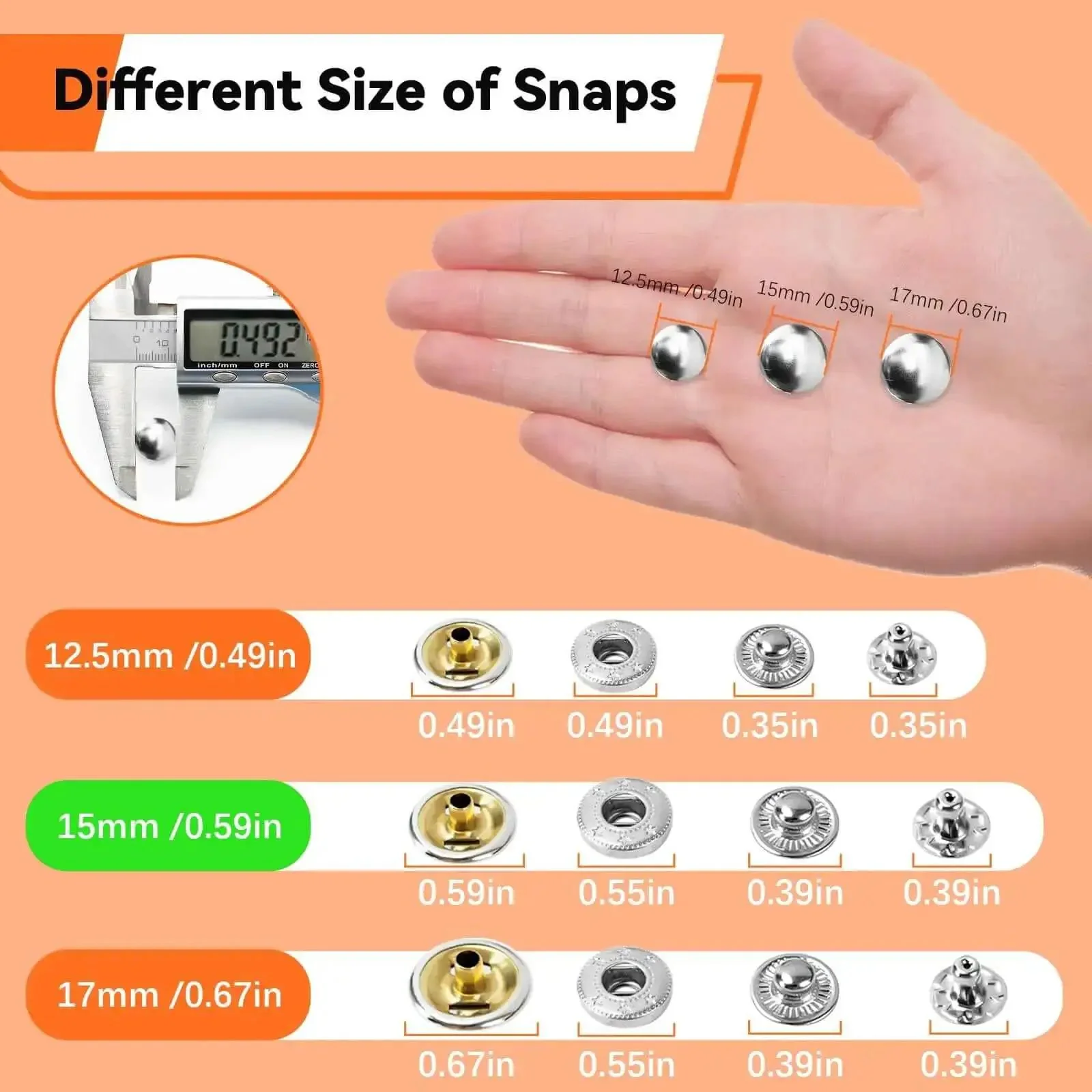Dope All In One Leather Snap Tool Kit With 40 Silver 15mm Snaps Hole Punch And Snap Press Pliers For Leather Craft Jackets And Bags Ergonomic Design For Safe Easy Repairs And Pro Level Results - Image 4