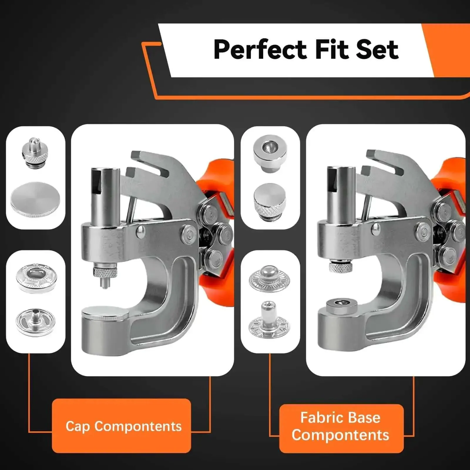 Dope All In One Leather Snap Tool Kit With 40 Silver 15mm Snaps Hole Punch And Snap Press Pliers For Leather Craft Jackets And Bags Ergonomic Design For Safe Easy Repairs And Pro Level Results - Image 5