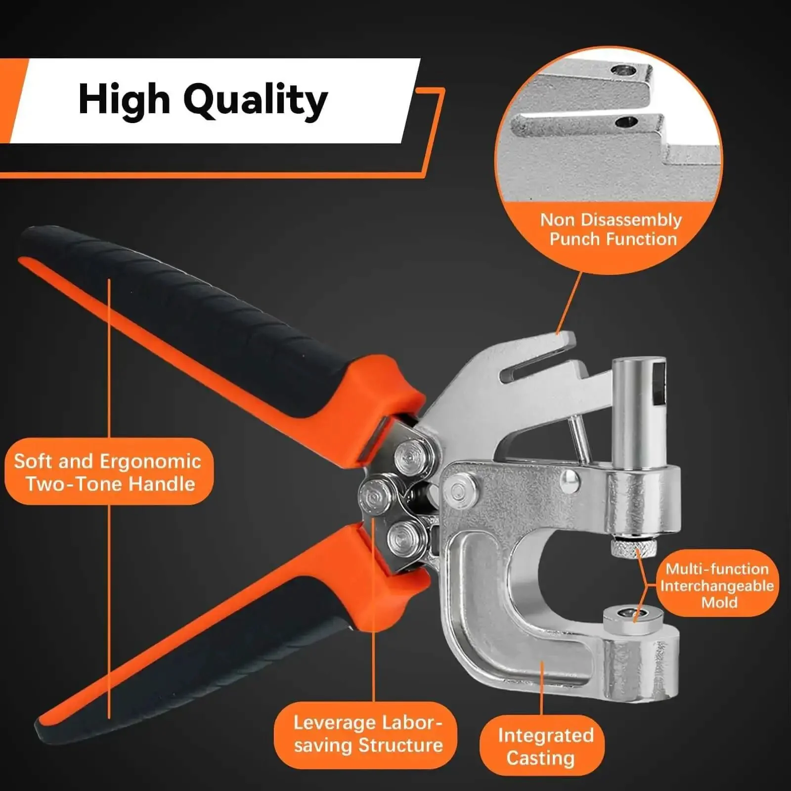 Dope All In One Leather Snap Tool Kit With 40 Silver 15mm Snaps Hole Punch And Snap Press Pliers For Leather Craft Jackets And Bags Ergonomic Design For Safe Easy Repairs And Pro Level Results - Image 6