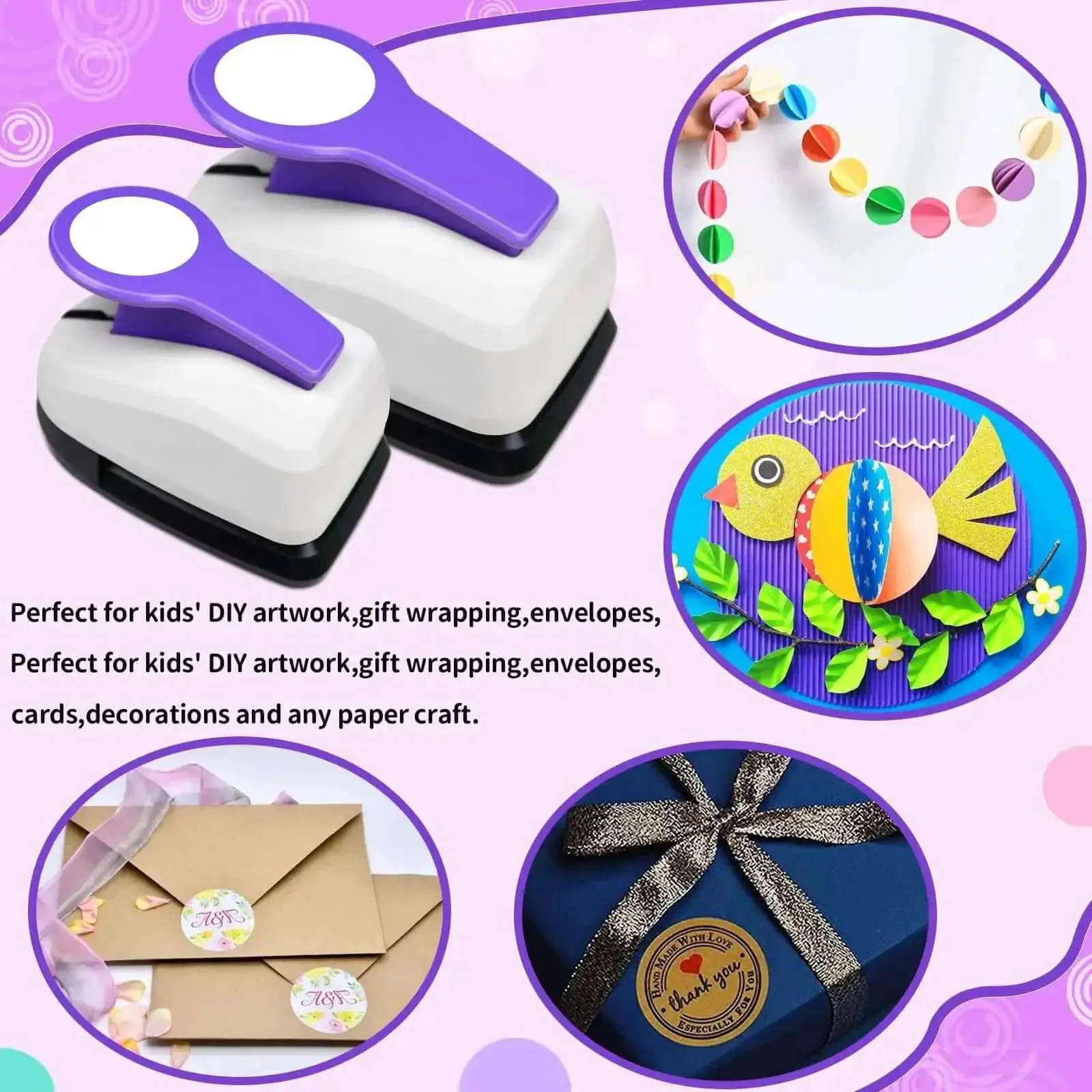 Dope Circle Hole Punch Kit For Scrapbooking And Card Making With Five Circle Sizes 2 Inch 1.5 Inch 1 Inch 5/8 Inch And 3/8 Inch Easy Spring Action Paper Punches For Clean Precise Cuts On Cards Albums Photos And DIY Projects - Image 3