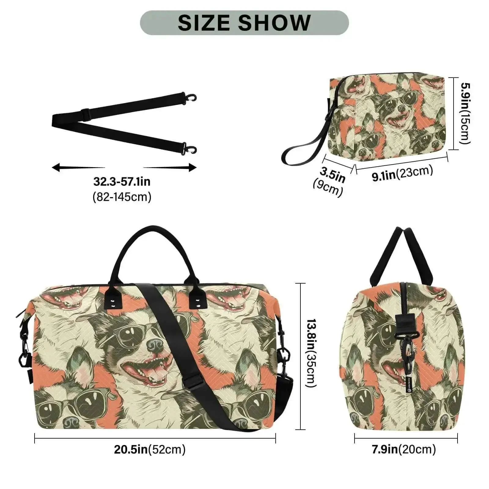 Dope Cool Dog Wear Sunglasses Travel Duffel Bag Gym Bag Sports Tote Weekender Overnight Bag For Women And Men Durable Polyester Carryall Designed For Travel Business Trip Workout And Weekend Getaways - Image 4