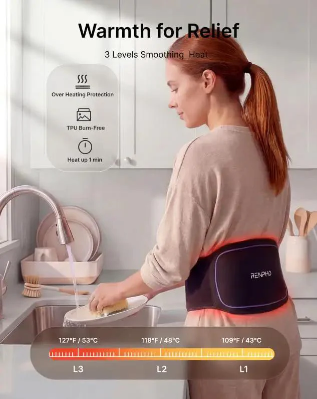 Dope Cordless Heating Pad For Back Pain With 3 In 1 Red Light Therapy Belt, Vibration And Timer, Sweatproof TPU Cover, Adjustable Strap For Waist And Shoulders, Heat And Light Therapy That Feels Like A Total Muscle Relief Game Changer, Gift For Moms - Image 6