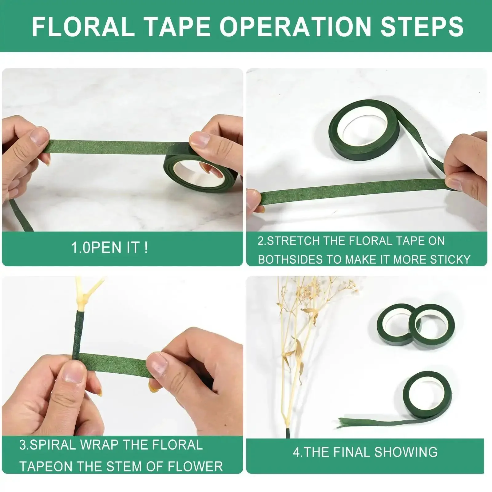 Dope DIY Floral Craft Kit With ABS Pearls, Metal Wire, 2mm Flower Stems, Scissors, Pliers And Green Tape, Includes 200 Wires, 20 Stems, 300 Pearls And 3 Rolls For Beginners And Pro Florists To Create Stunning Arrangements - Image 6