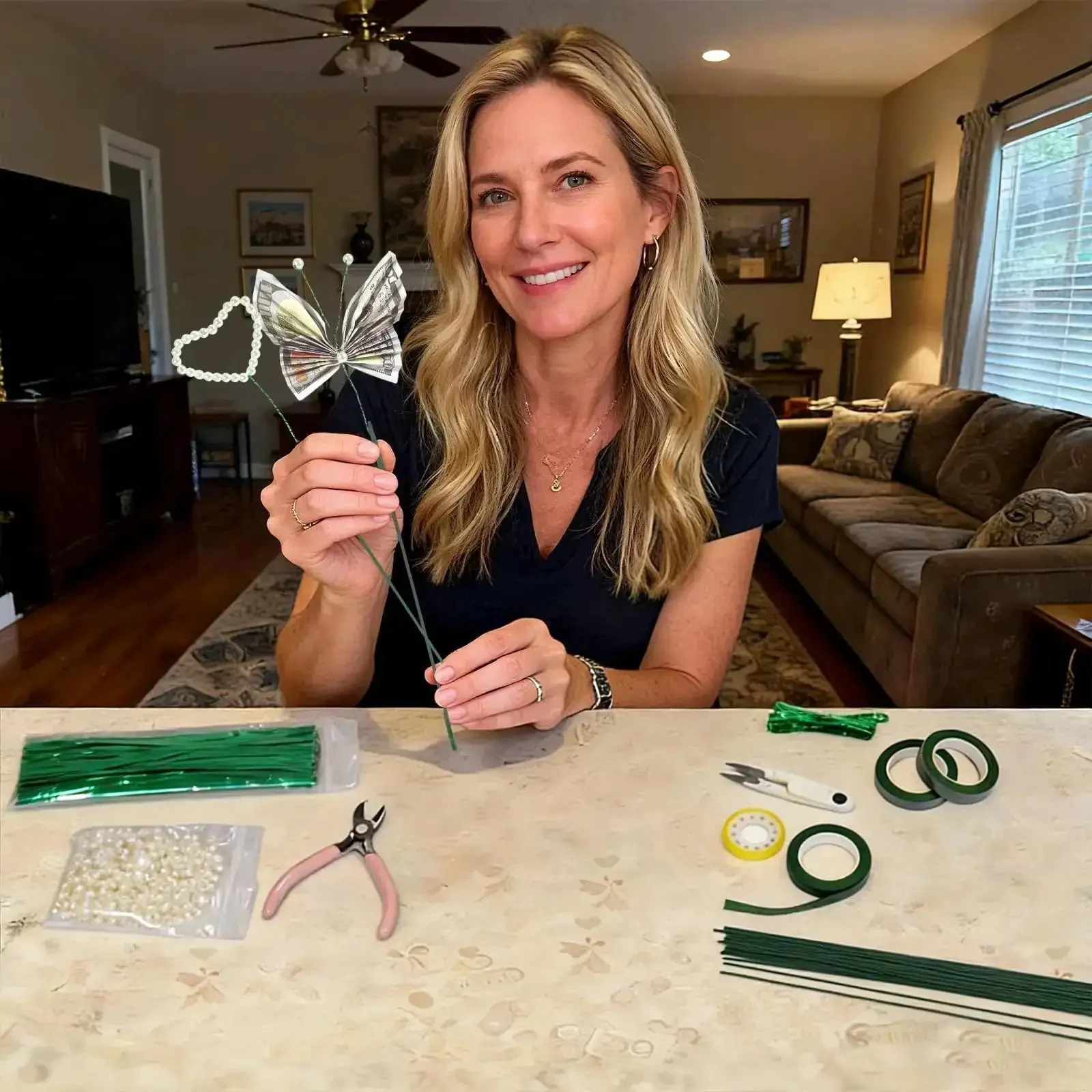 Dope DIY Floral Craft Kit With ABS Pearls, Metal Wire, 2mm Flower Stems, Scissors, Pliers And Green Tape, Includes 200 Wires, 20 Stems, 300 Pearls And 3 Rolls For Beginners And Pro Florists To Create Stunning Arrangements - Image 8